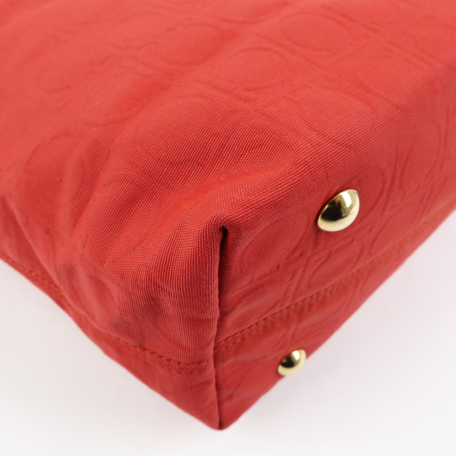 Ferragamo Gancini Canvas Leather Tote Shoulder Bag OSAKA 2004 Red