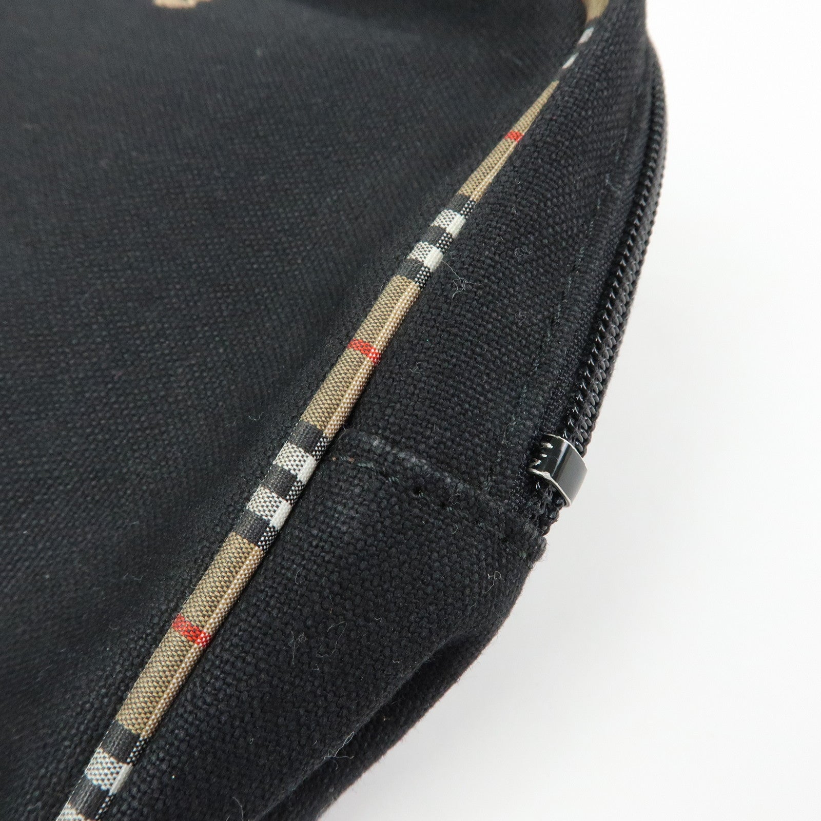 BURBERRY Canvas Nova Plaid Pouch Cosmetic Bag Makeup Bag Black