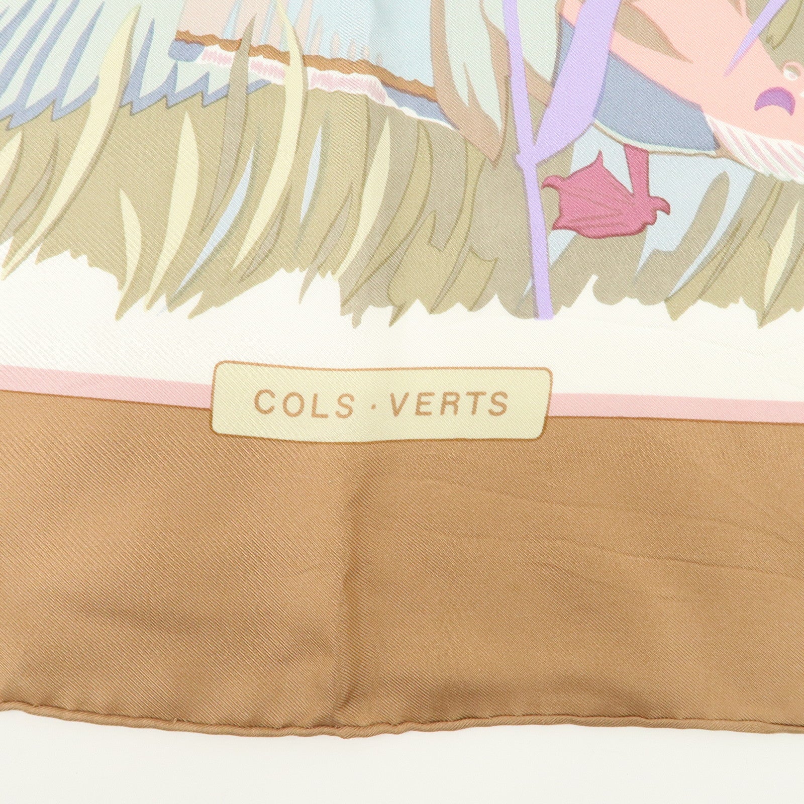 HERMES Carre 90 Silk 100% Scarf COLS VERTS Brown Used