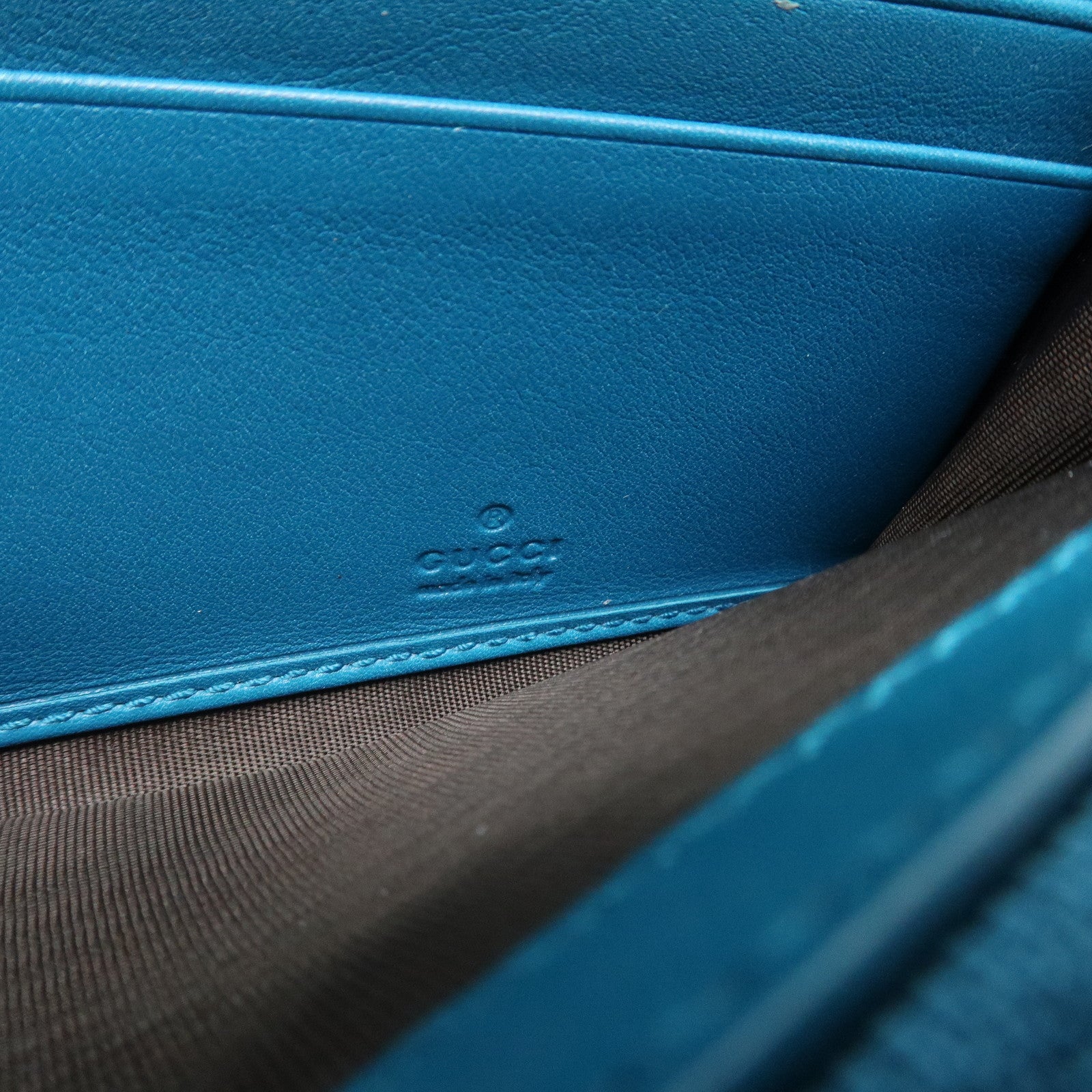 GUCCI  Patent Leather Flap Long Wallet Blue Green 309760