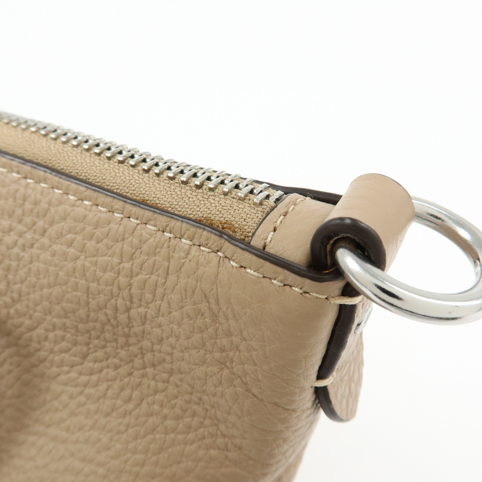 COACH Kacey Satchel Leather 2Way Shoulder Bag Hand Bag Beige
