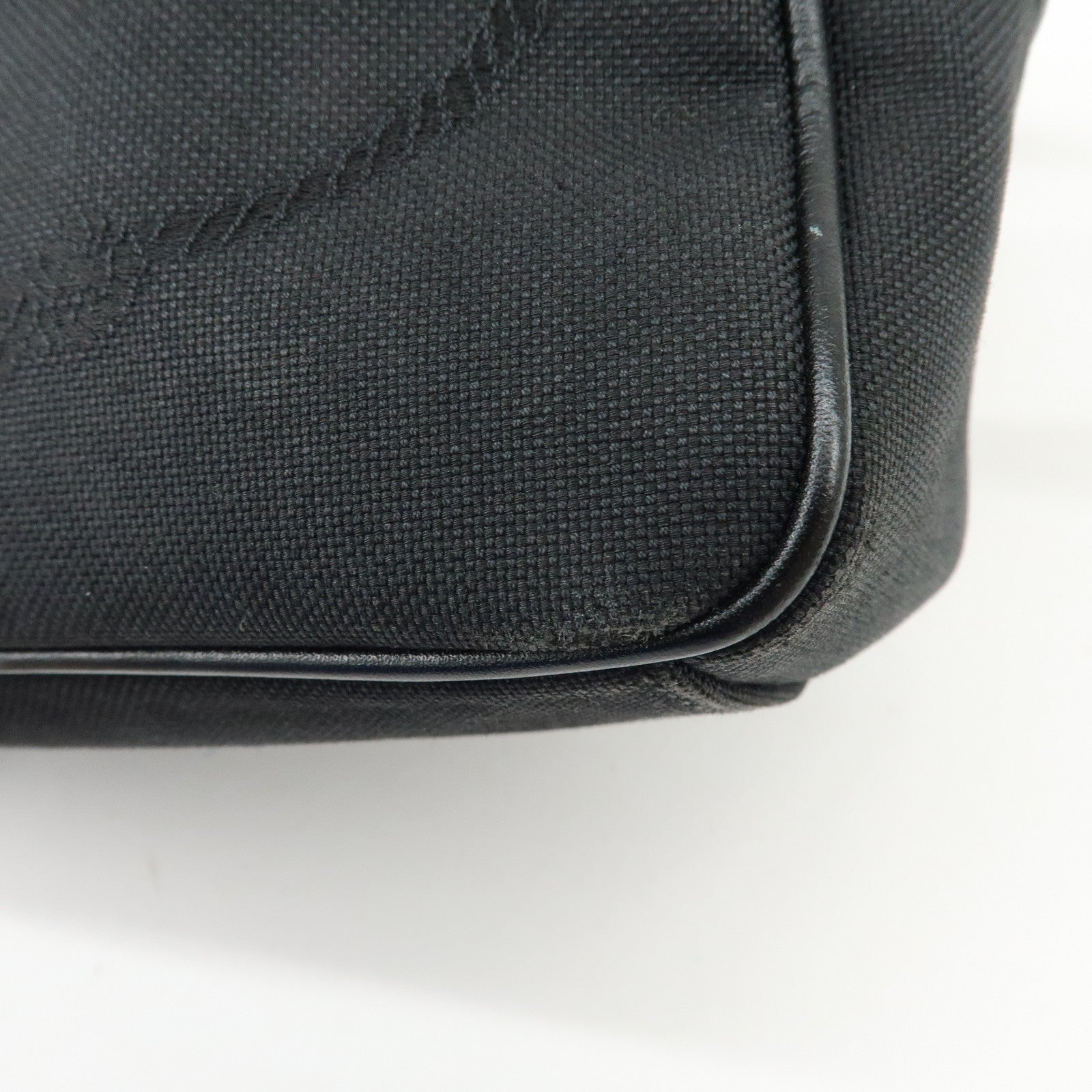 PRADA Triangle Logo Jacquard Leather Shoulder Bag Black 1BH089