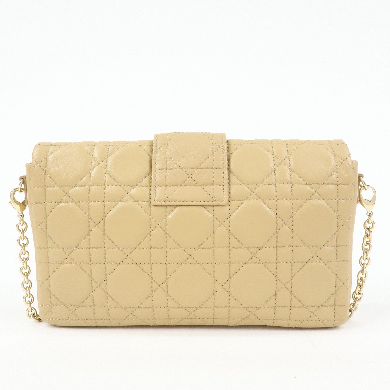 Christian Dior Canage New Lock Lamb Skin Chain Shoulder Bag Beige