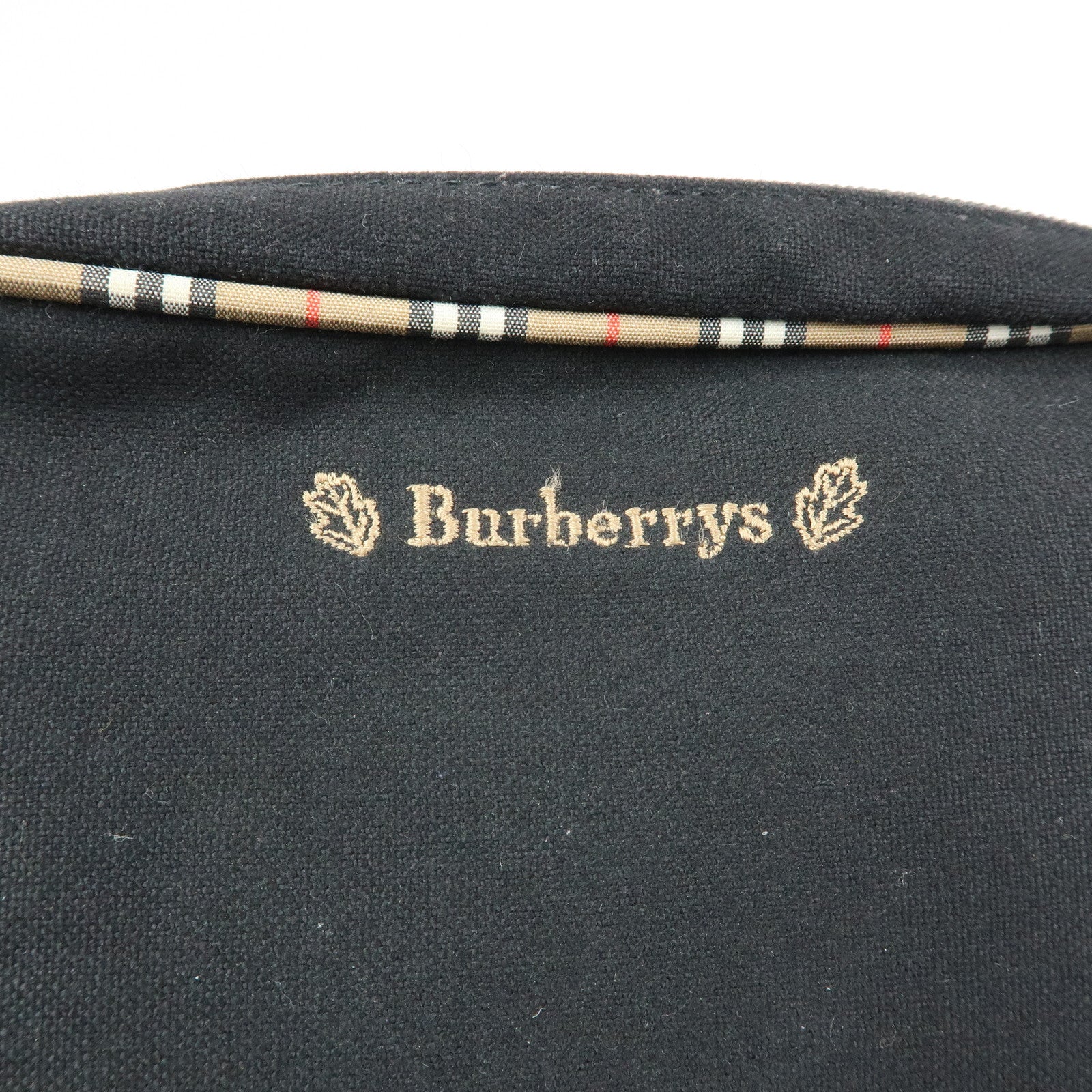 BURBERRY Canvas Nova Plaid Pouch Cosmetic Bag Makeup Bag Black