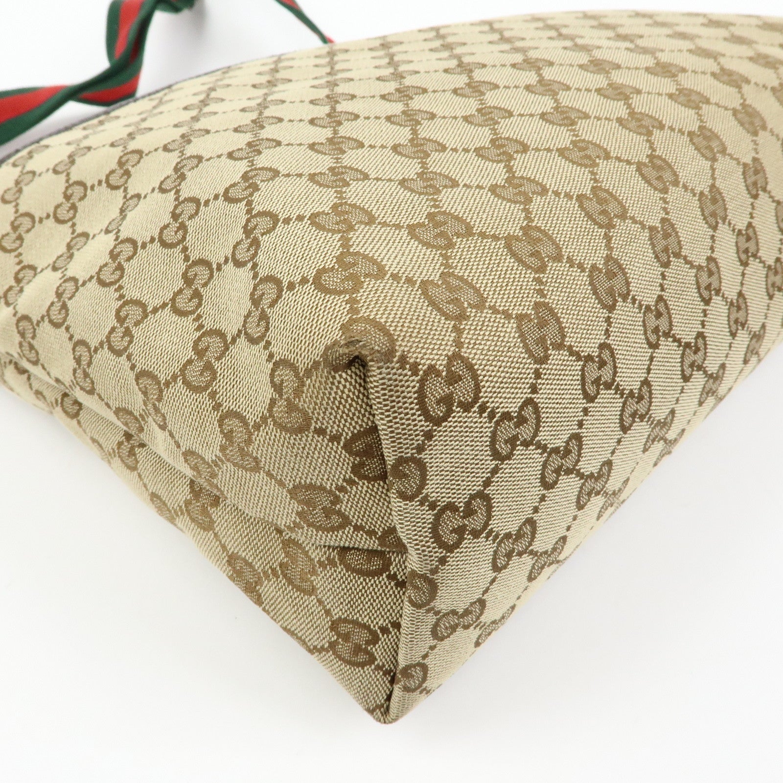 GUCCI Sherry GG Canvas Leather Shoulder Bag Beige Brown 189751