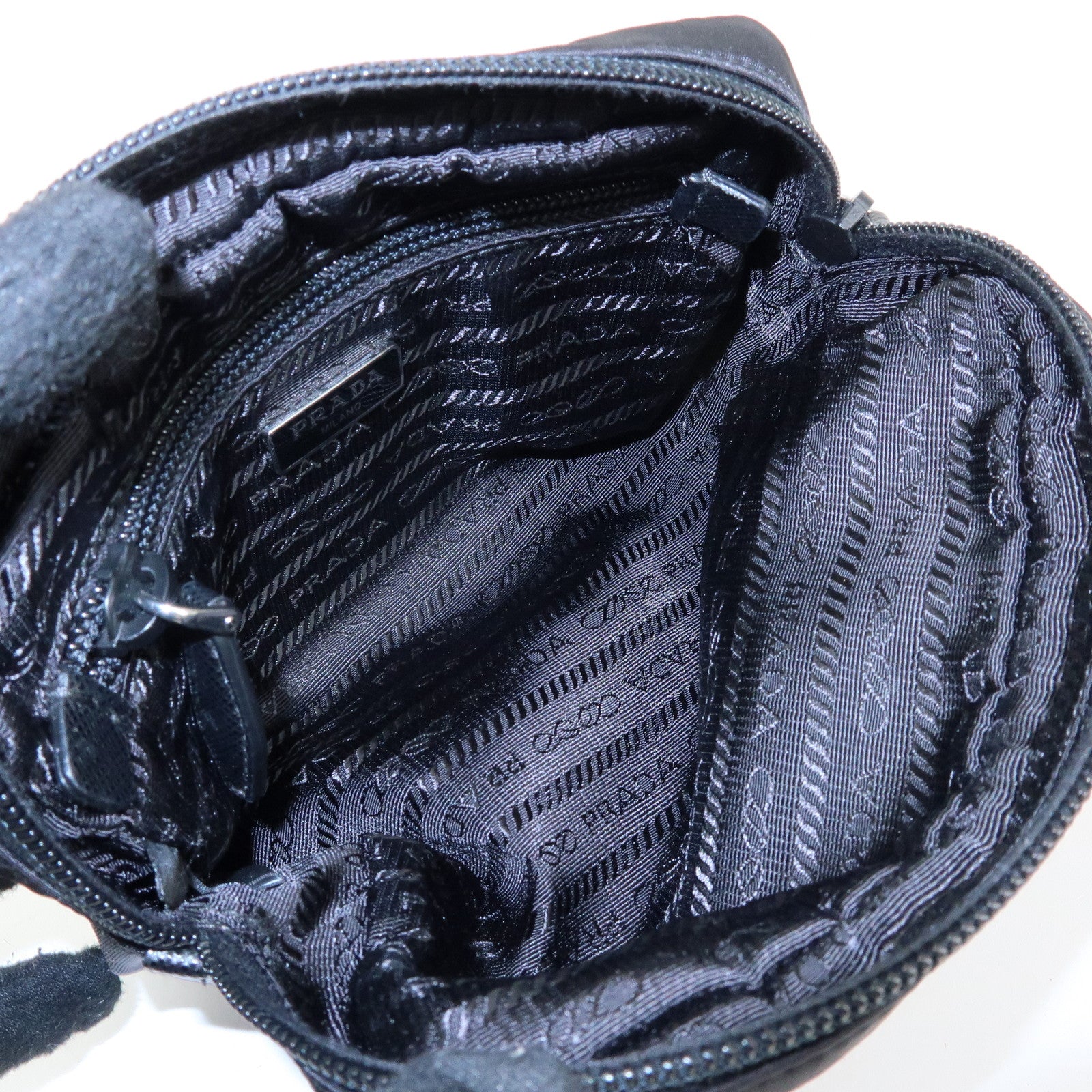 PRADA Triangle Logo Re-Nylon Saffiano Leather Cosmetic Pouch 1NE693