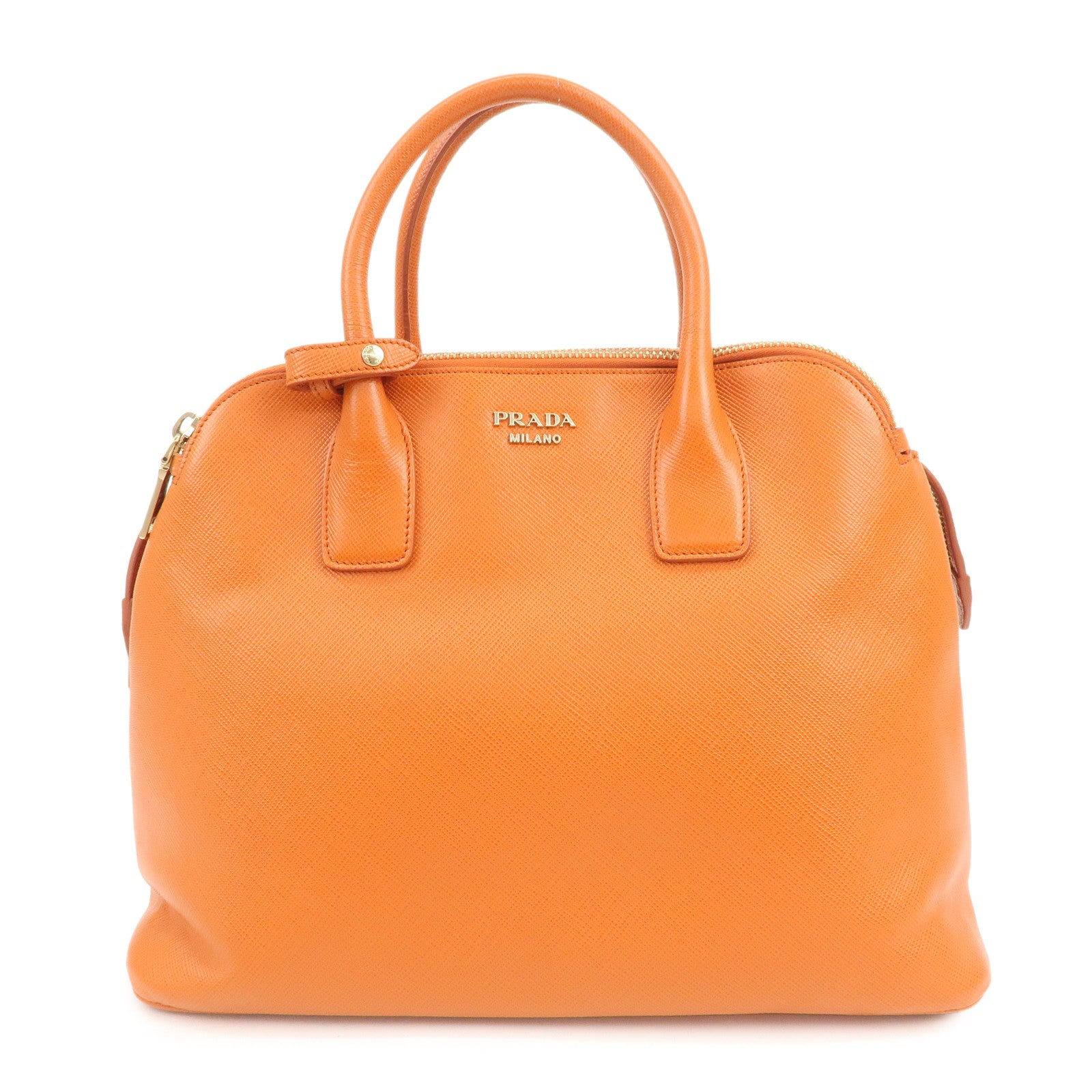 PRADA Logo Saffiano Leather Hand Bag Orange BN2560