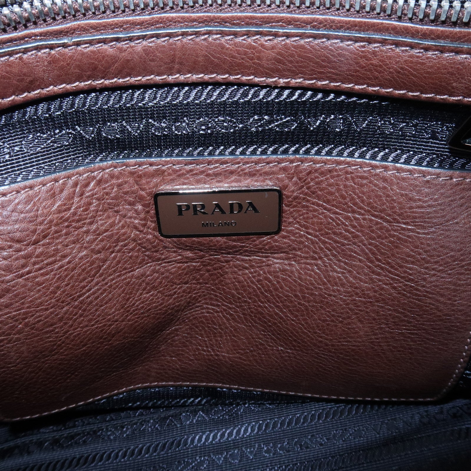 PRADA Triangle Logo Leather 2way Hand Bag Shoulder Bag Brown BN2619 Used