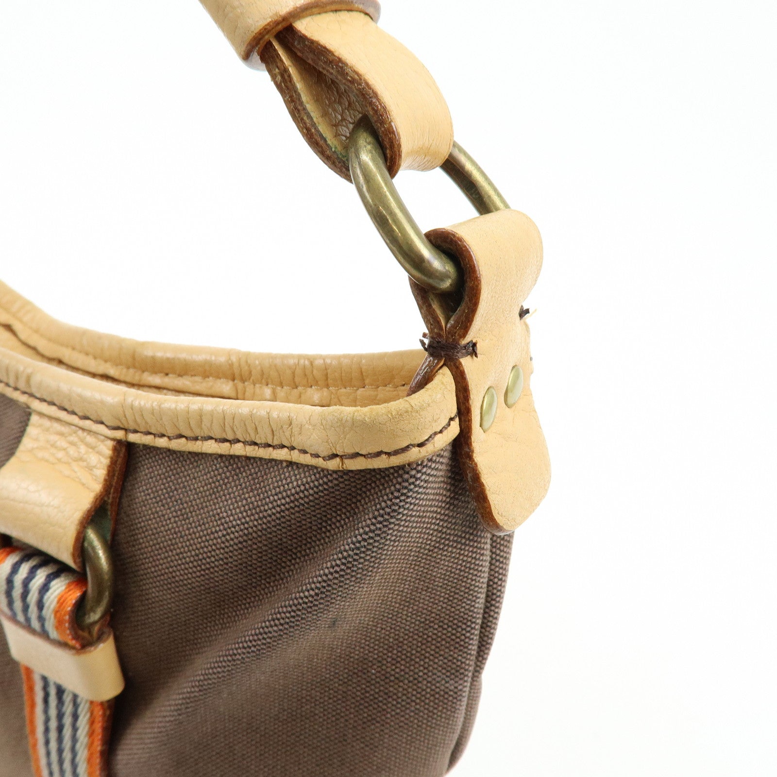 BURBERRY Blue Label Canvas Leather Shoulder Crossbody Bag Brown