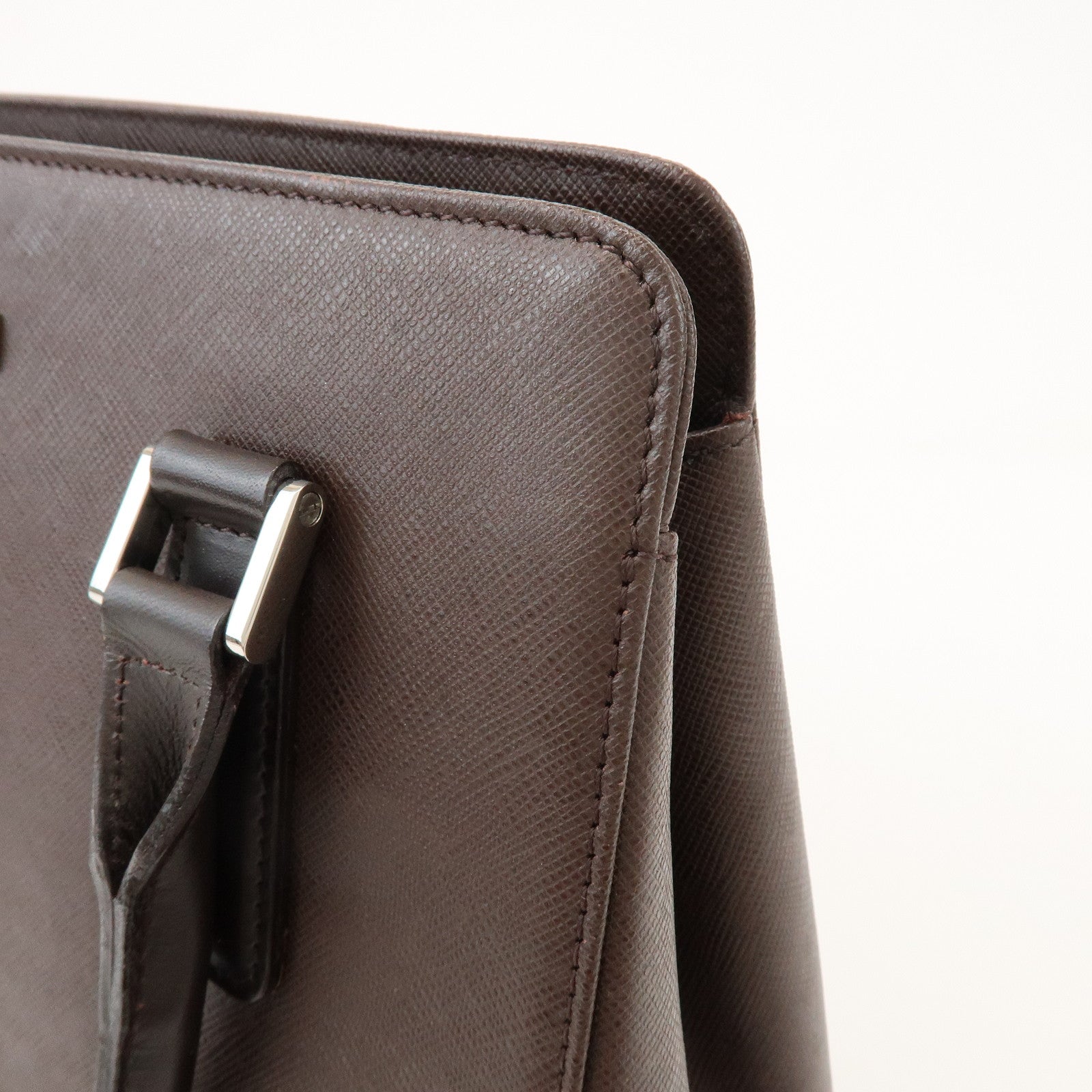 BURBERRY Logo Leather Hand Bag Tote Bag Brown