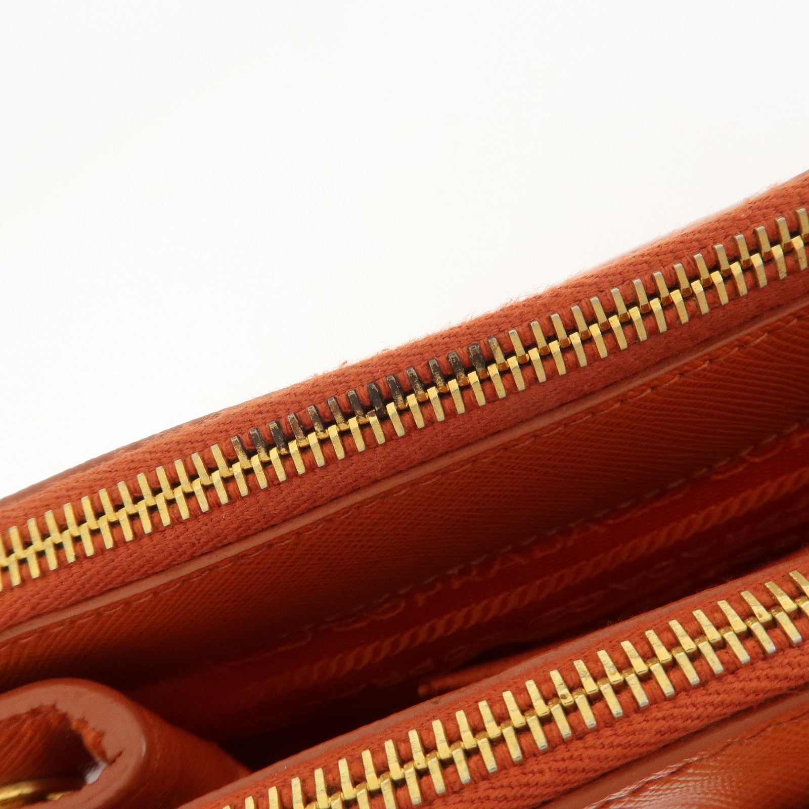 PRADA Triangle Logo Galleria 2Way Bag Hand Bag Orange BN1786