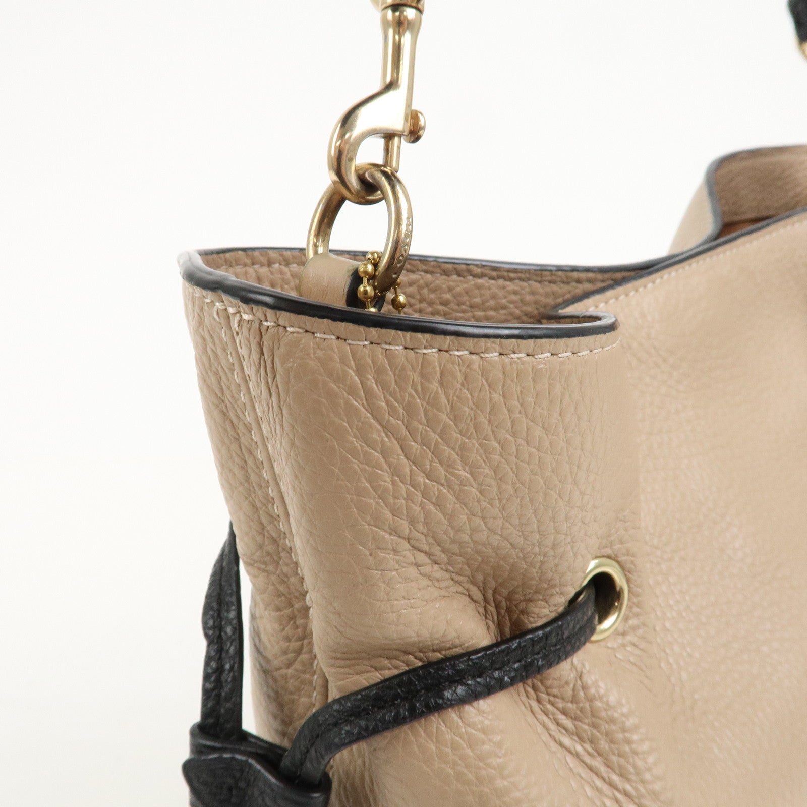 COACH Andy Leather 2Way Bag Crossbody Bag Hand Bag Beige Black