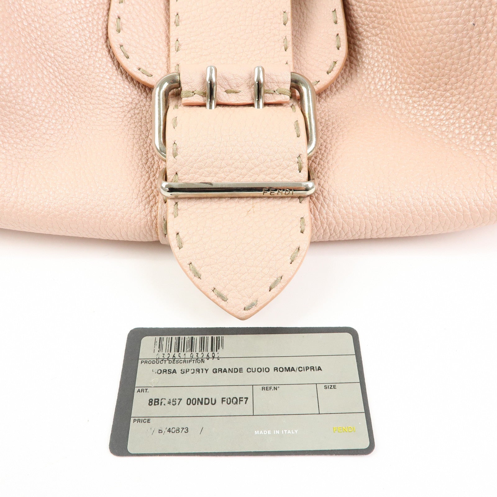 FENDI Selleria Stitches Leather Tote Bag Hand Bag Pink 8BR457