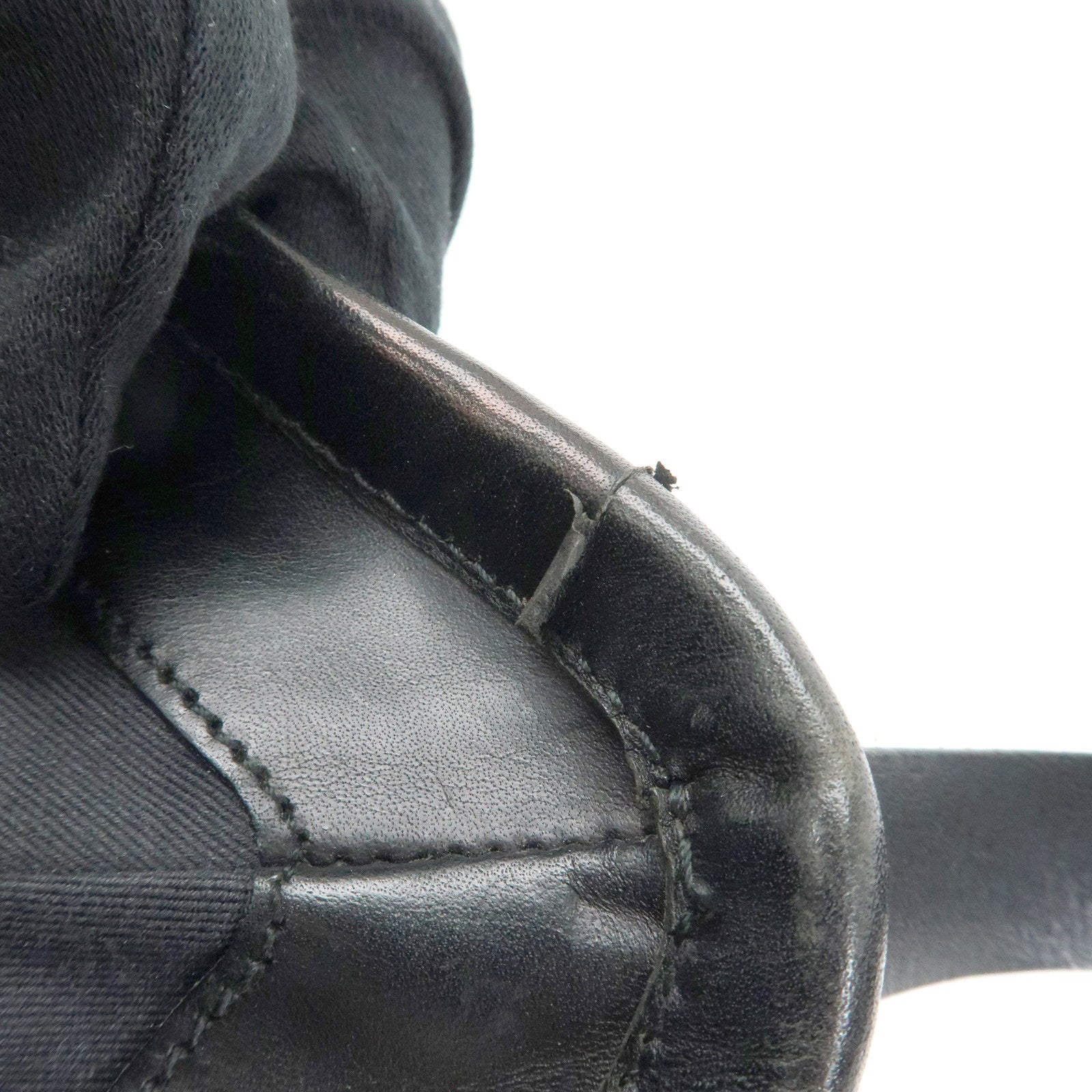 GUCCI GG Canvas Leather Shoulder Bag Hand Bag Black 107752