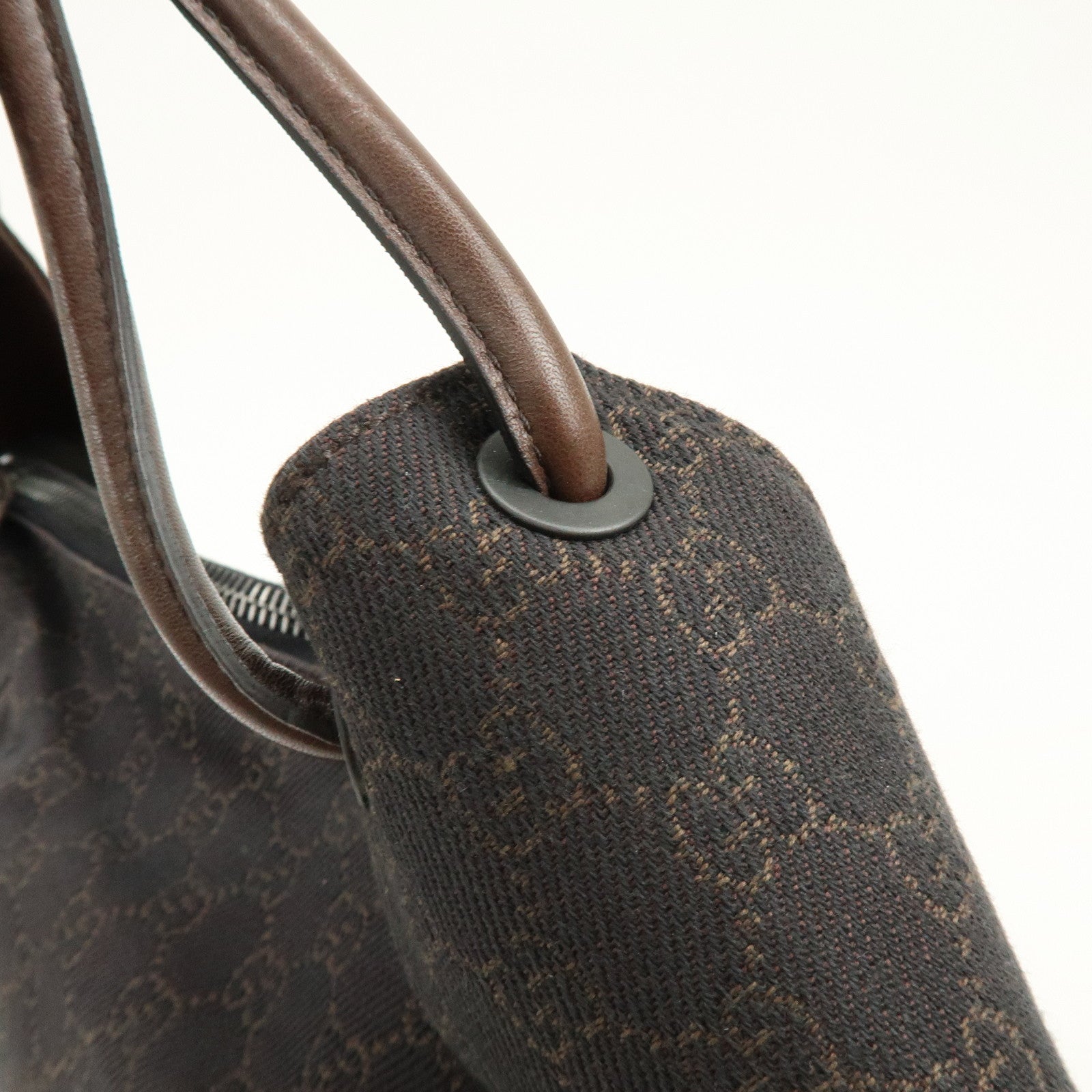 GUCCI GG Denim Leather Shoulder Bag Hand Bag Dark Brown 101292