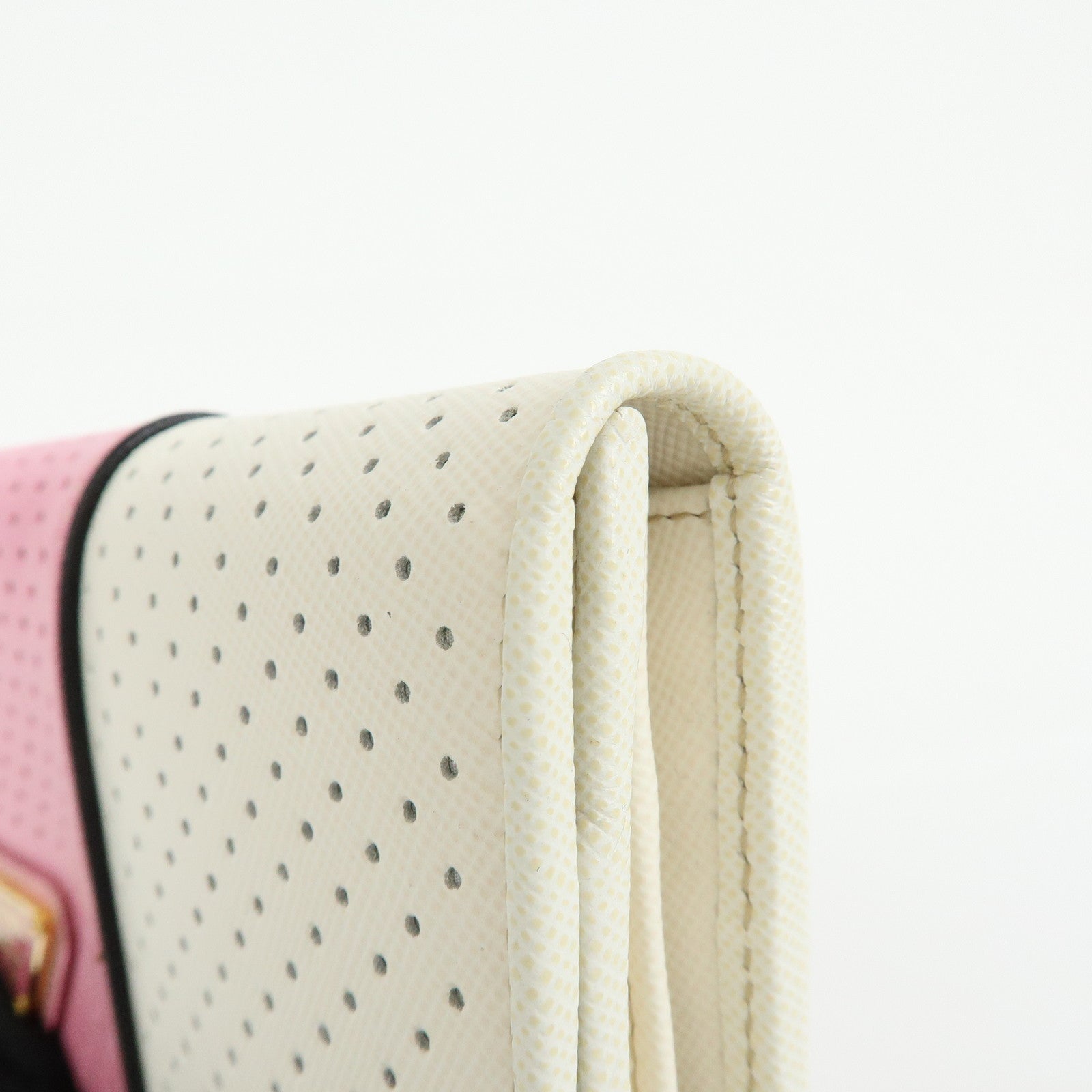 PRADA Triangle Logo Saffiano Leather Long Wallet White Pink 1M1132