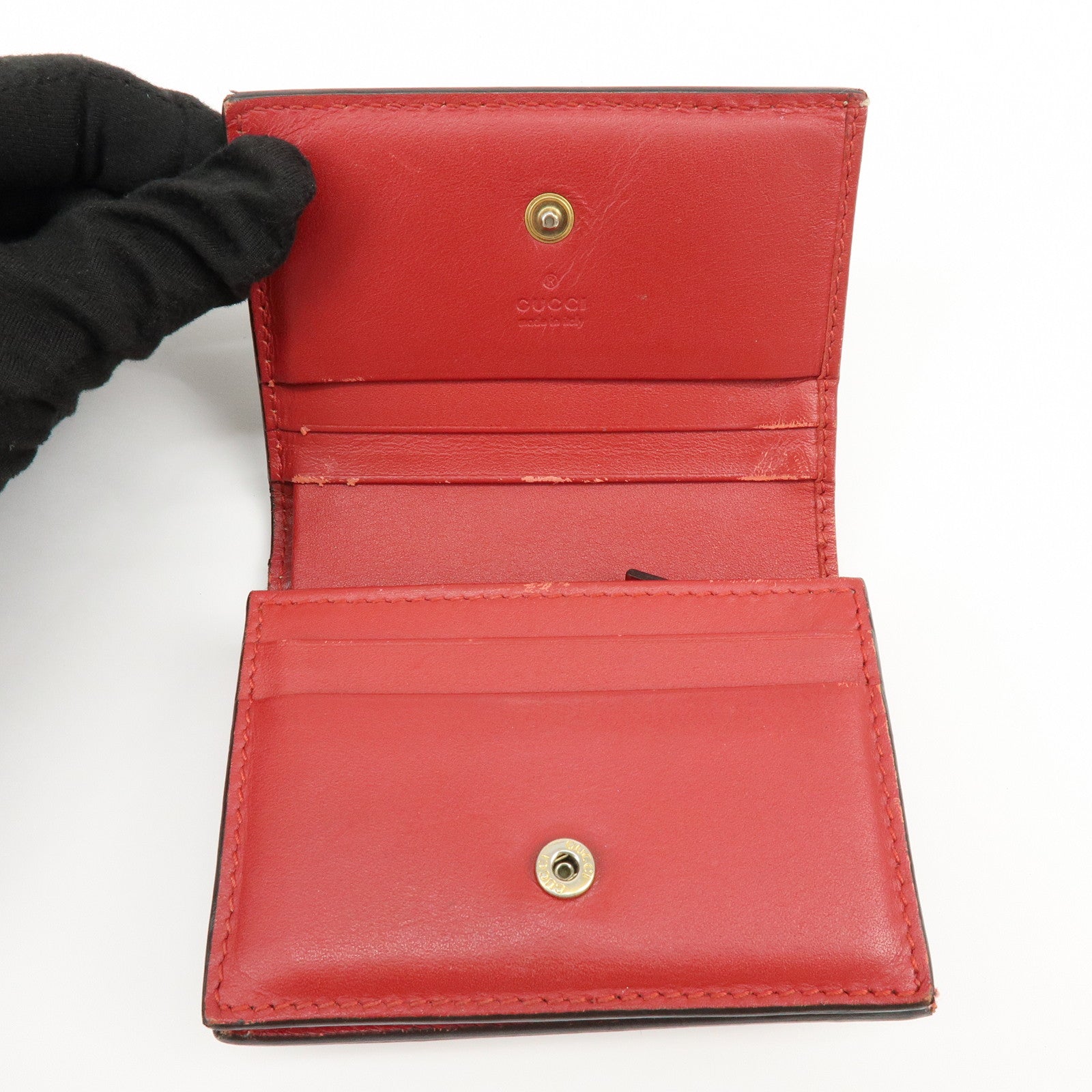 GUCCI Interlocking G GG Supreme Cherry Compact Wallet Beige 476050