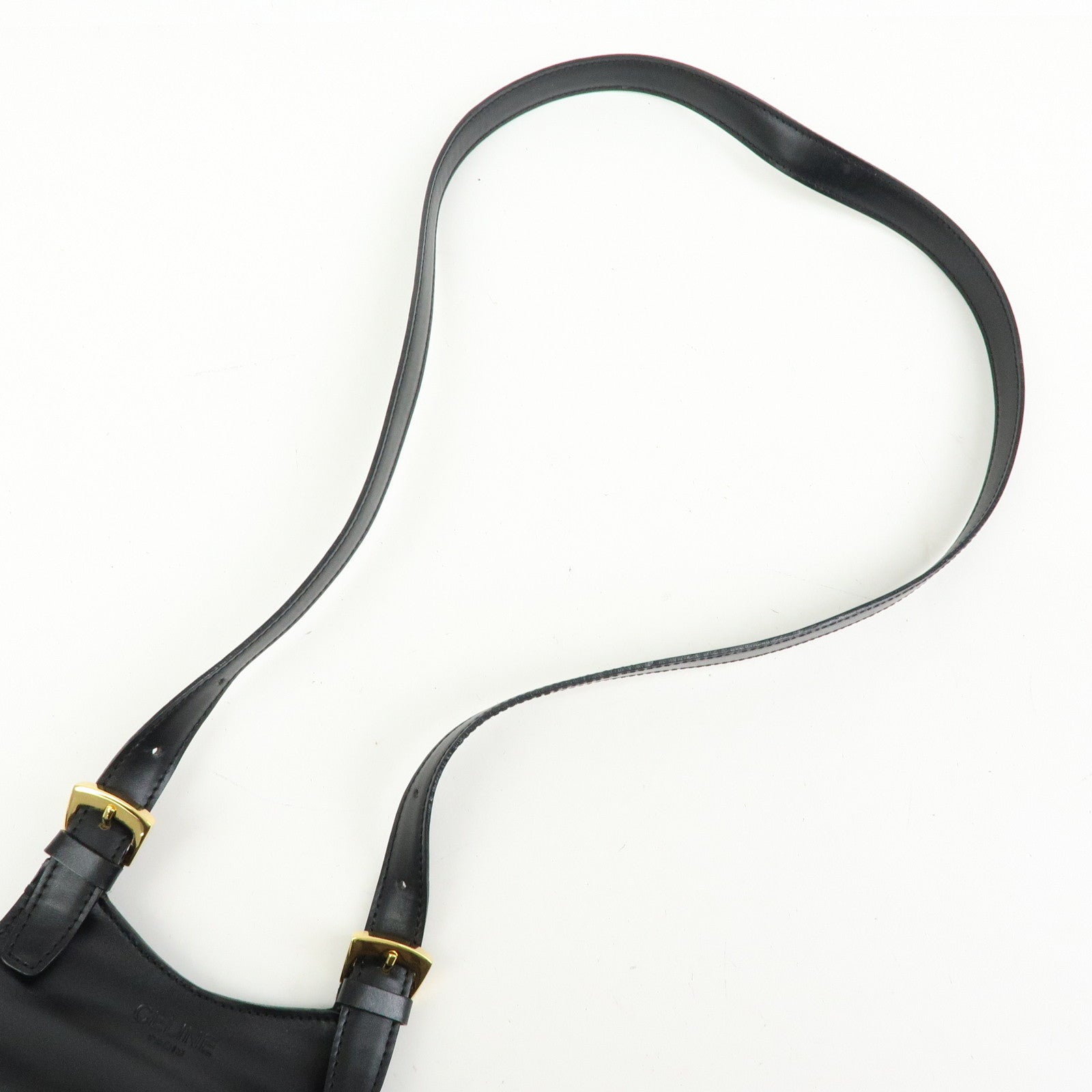 CELINE Leather Shoulder Bag Crossbody Bag Black
