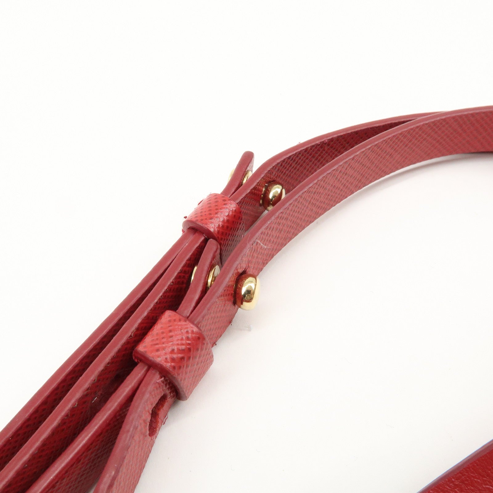 PRADA Heart Lock Leather Shoulder Bag Crossbody Bag Red Used