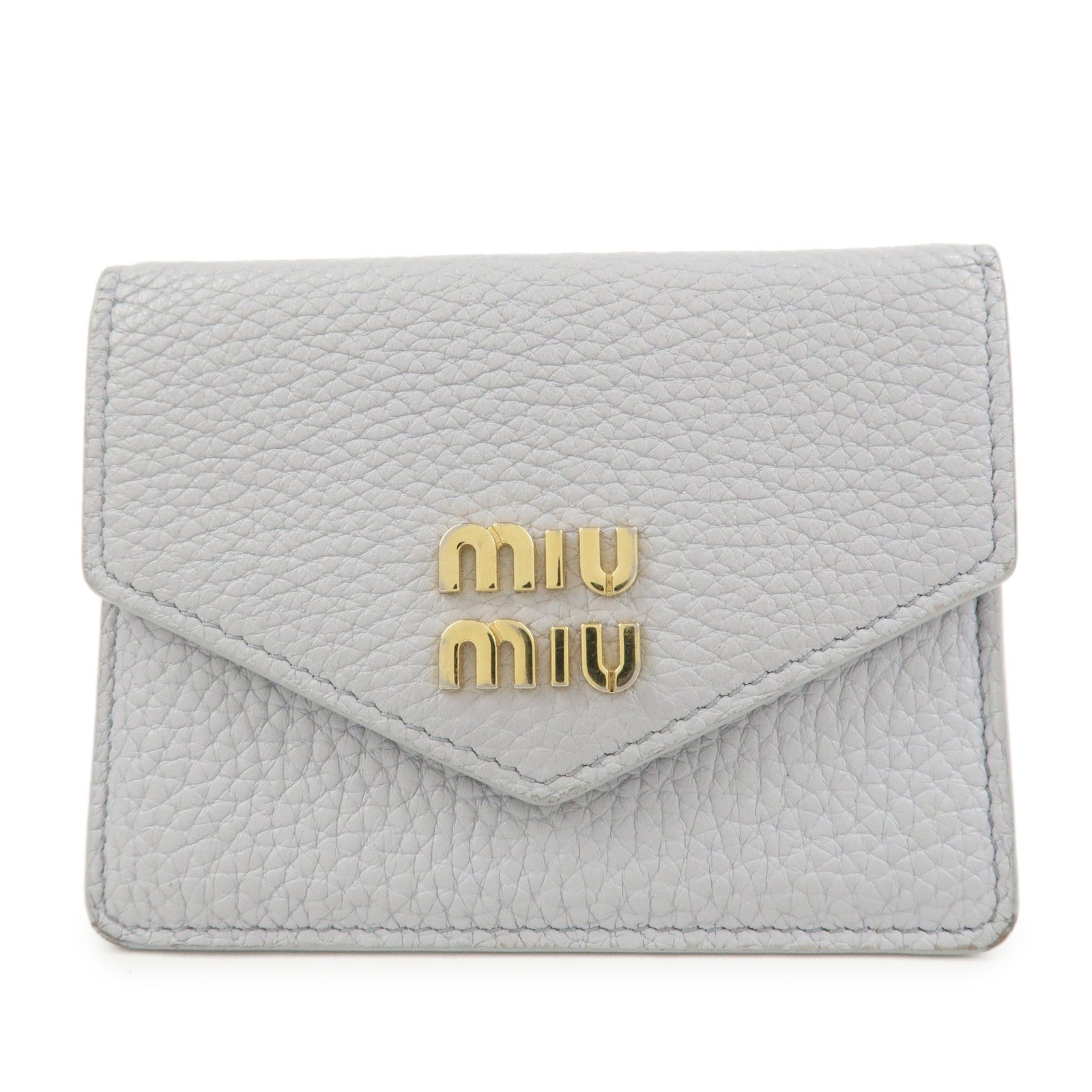 MIU MIU Vitello Daino Leather Card Case Light Blue 5MF031