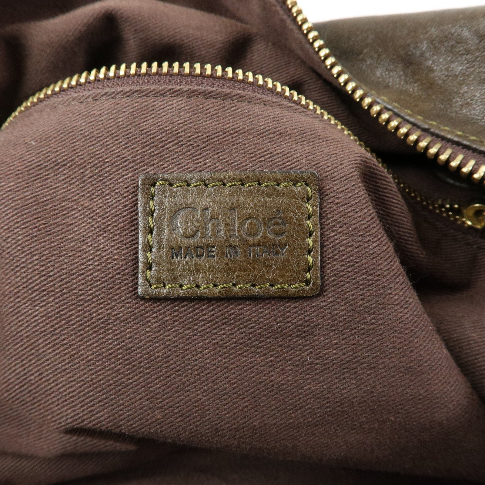 Chloe Leather Patent Leather Boston Bag Shoulder Bag Dark Brown