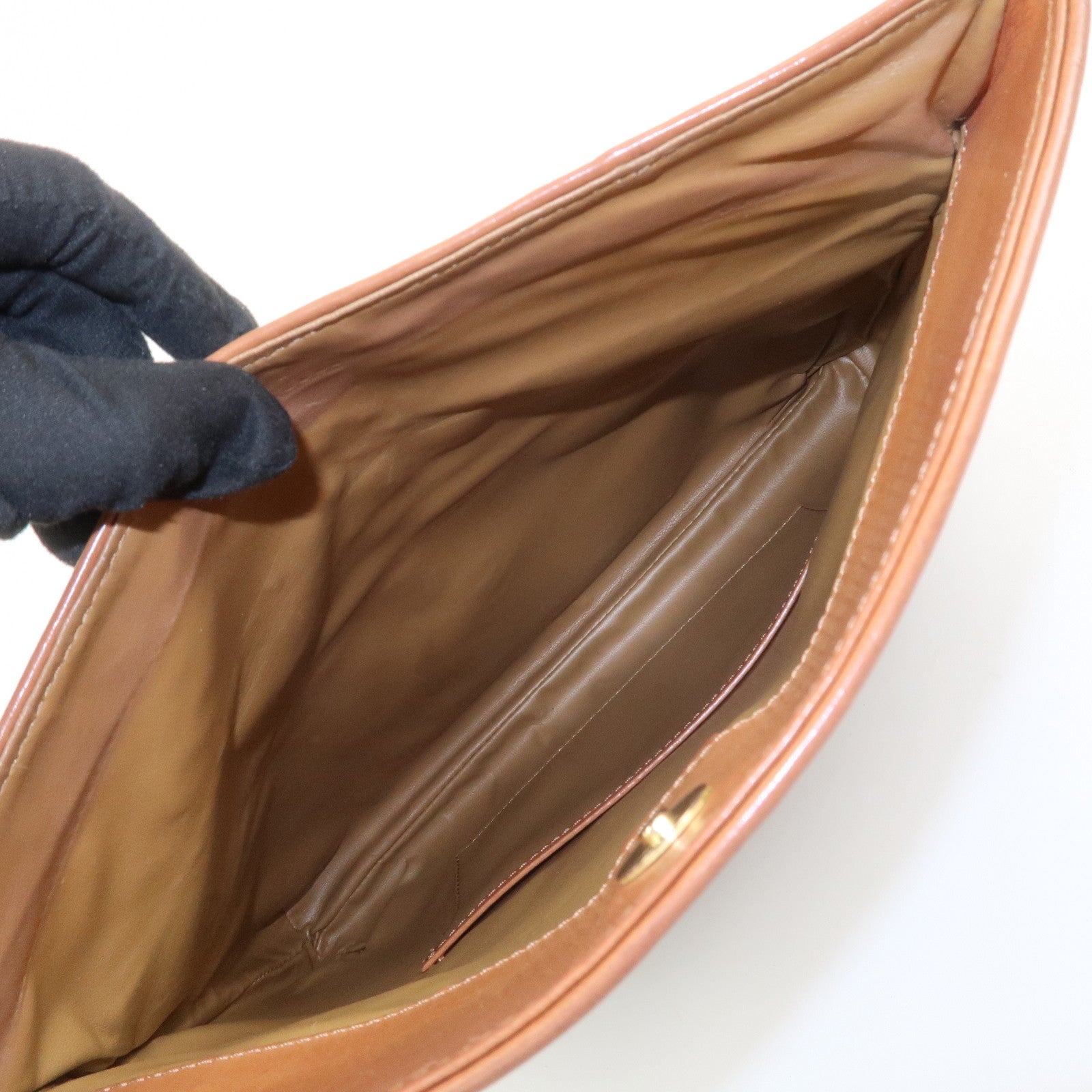 CELINE Macadam PVC Leather Clutch Bag Pouch Brown