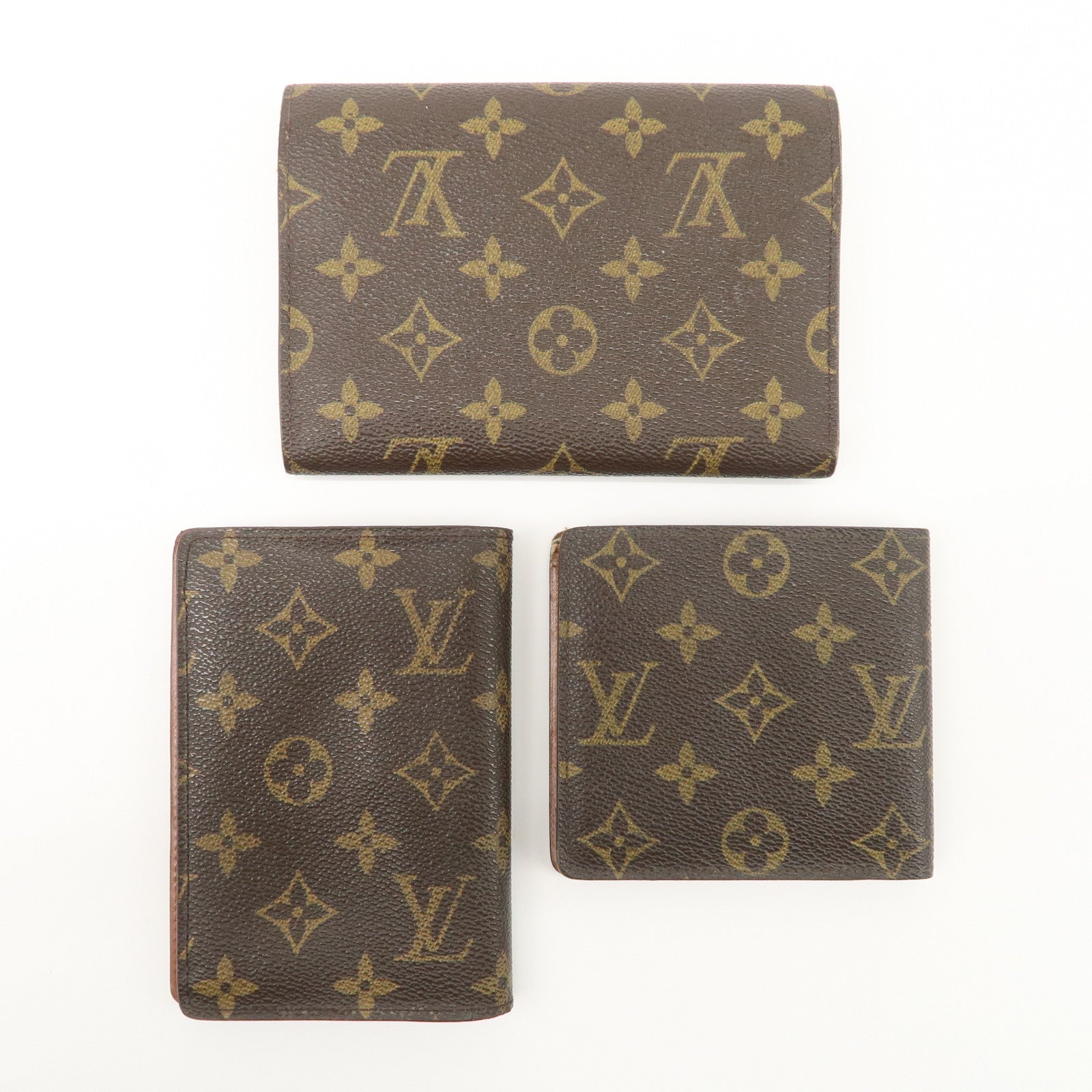 Louis Vuitton Monogram Set of 3 Wallet M61202 M61619 Used