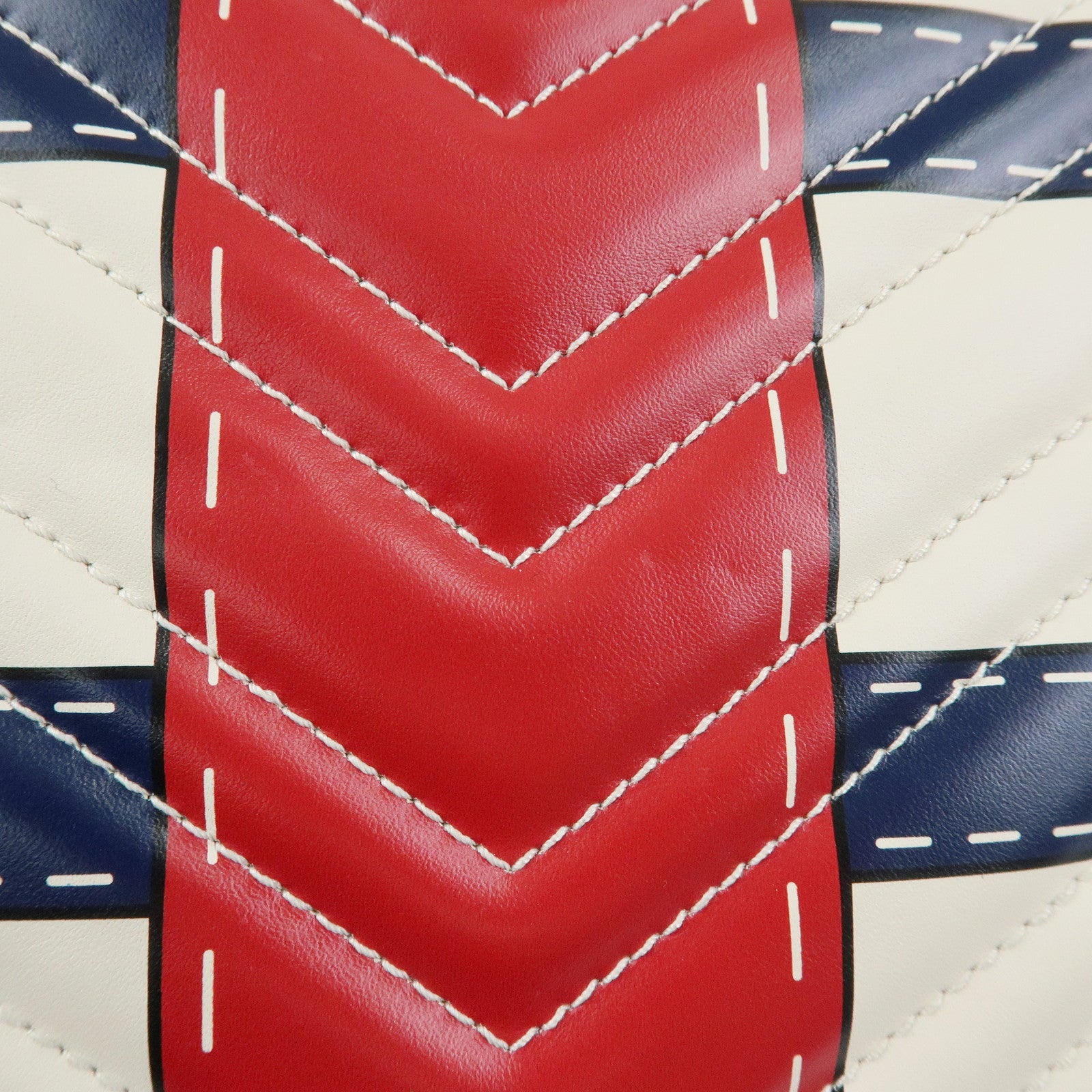 GUCCI GG Marmont Leather Medium Chain Shoulder Bag Ivory Red 443496