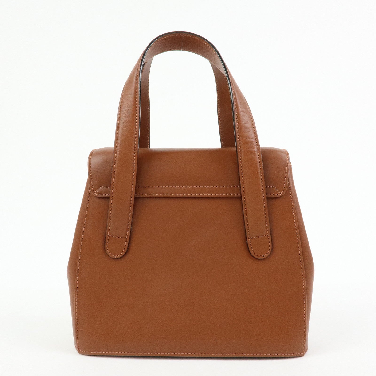 Ferragamo Gancini Leather 2Way Bag Hand Bag Shoulder Bag Brown