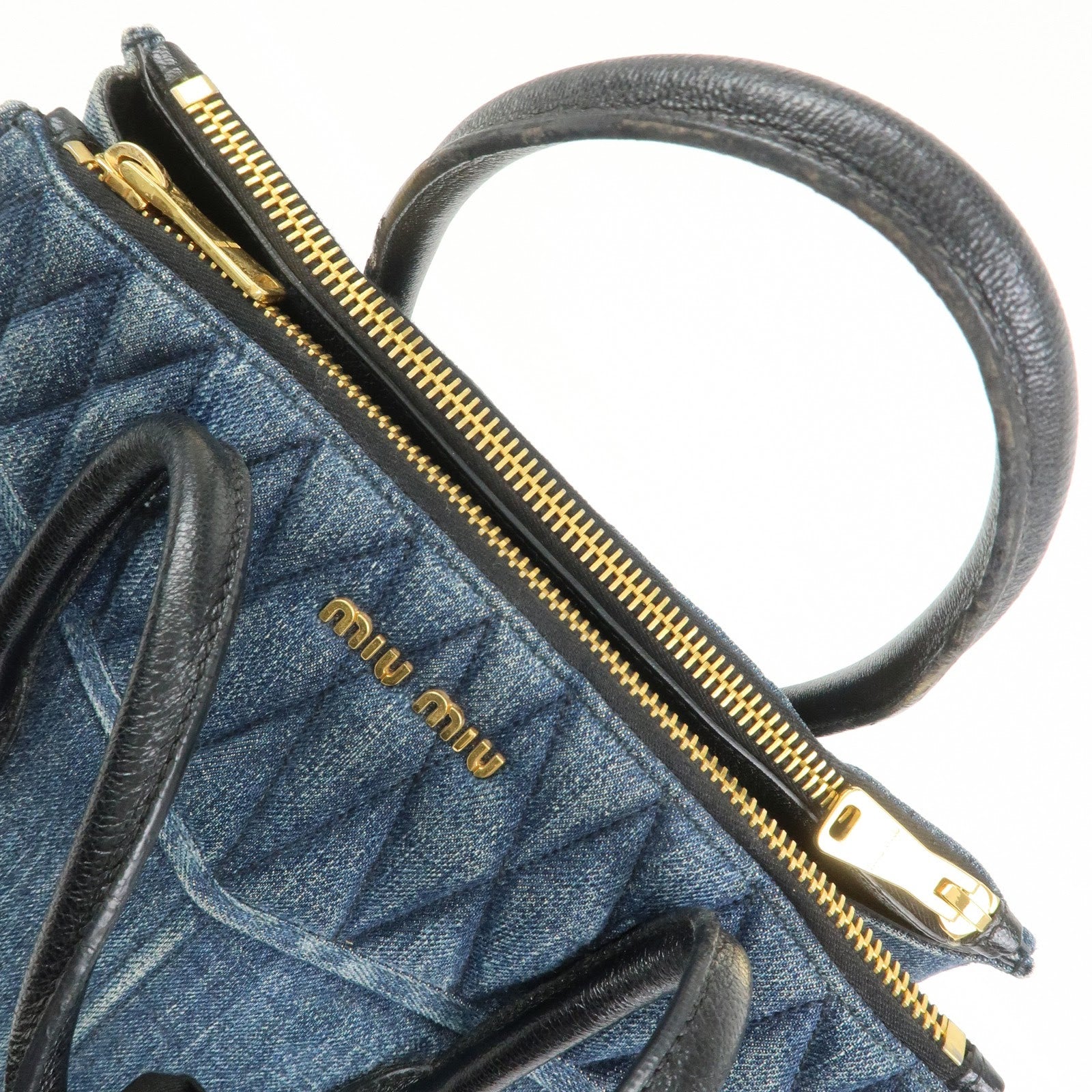 MIU MIU Biker Denim 2Way Hand Bag Shoulder Bag Blue RN1031
