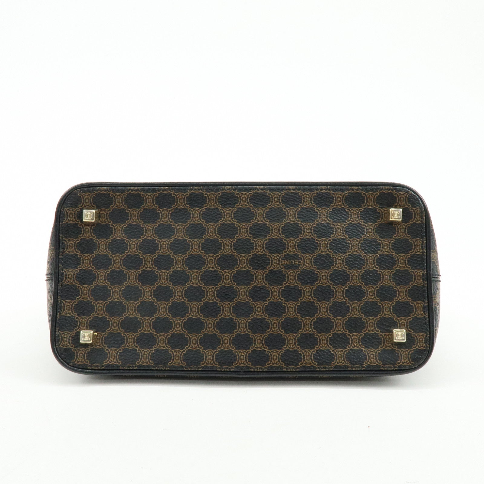 CELINE Macadam PVC Leather Shoulder Bag Hand Bag Black Brown