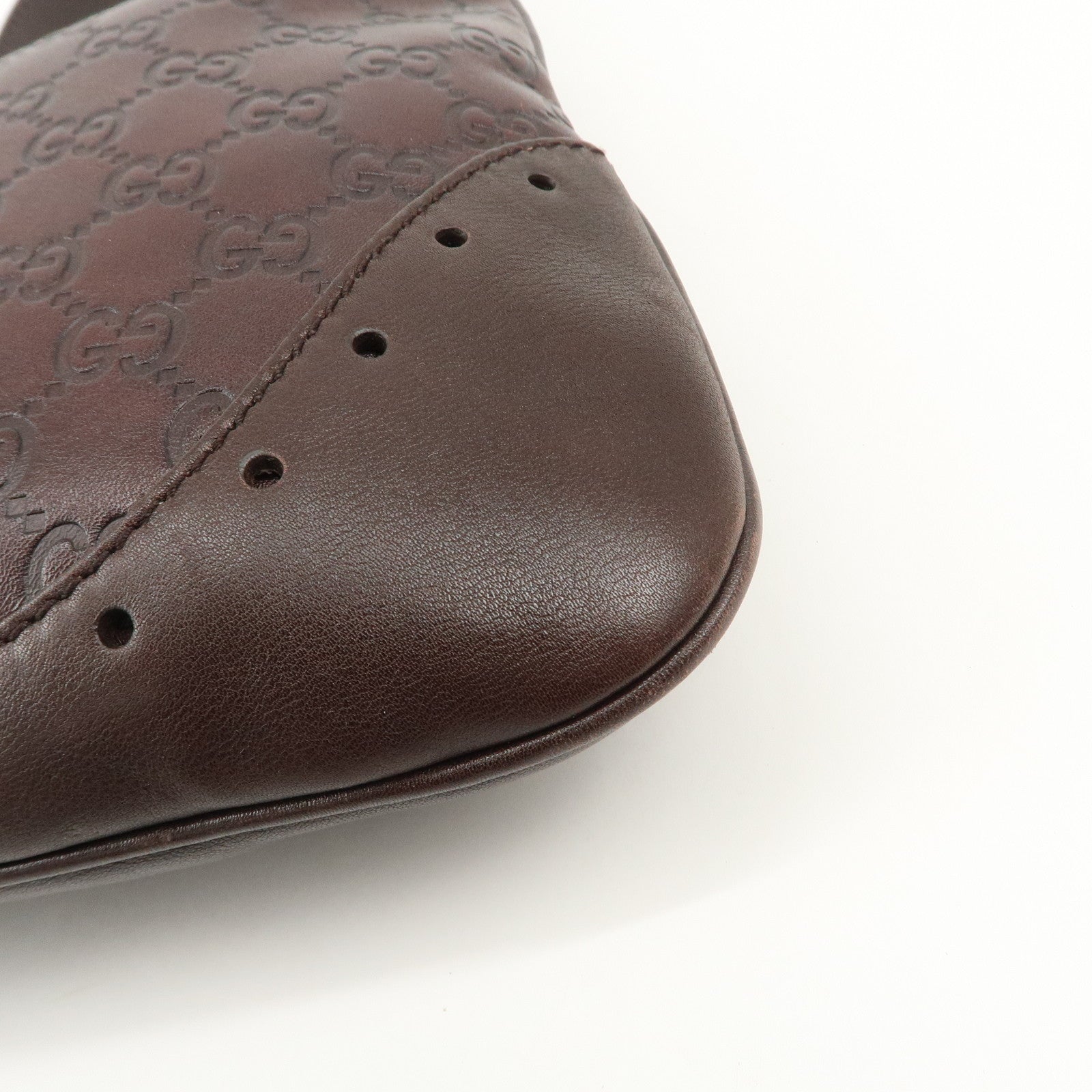 GUCCI Guccissima Leather Shoulder Bag Hand Bag Dark Brown 145781 Used