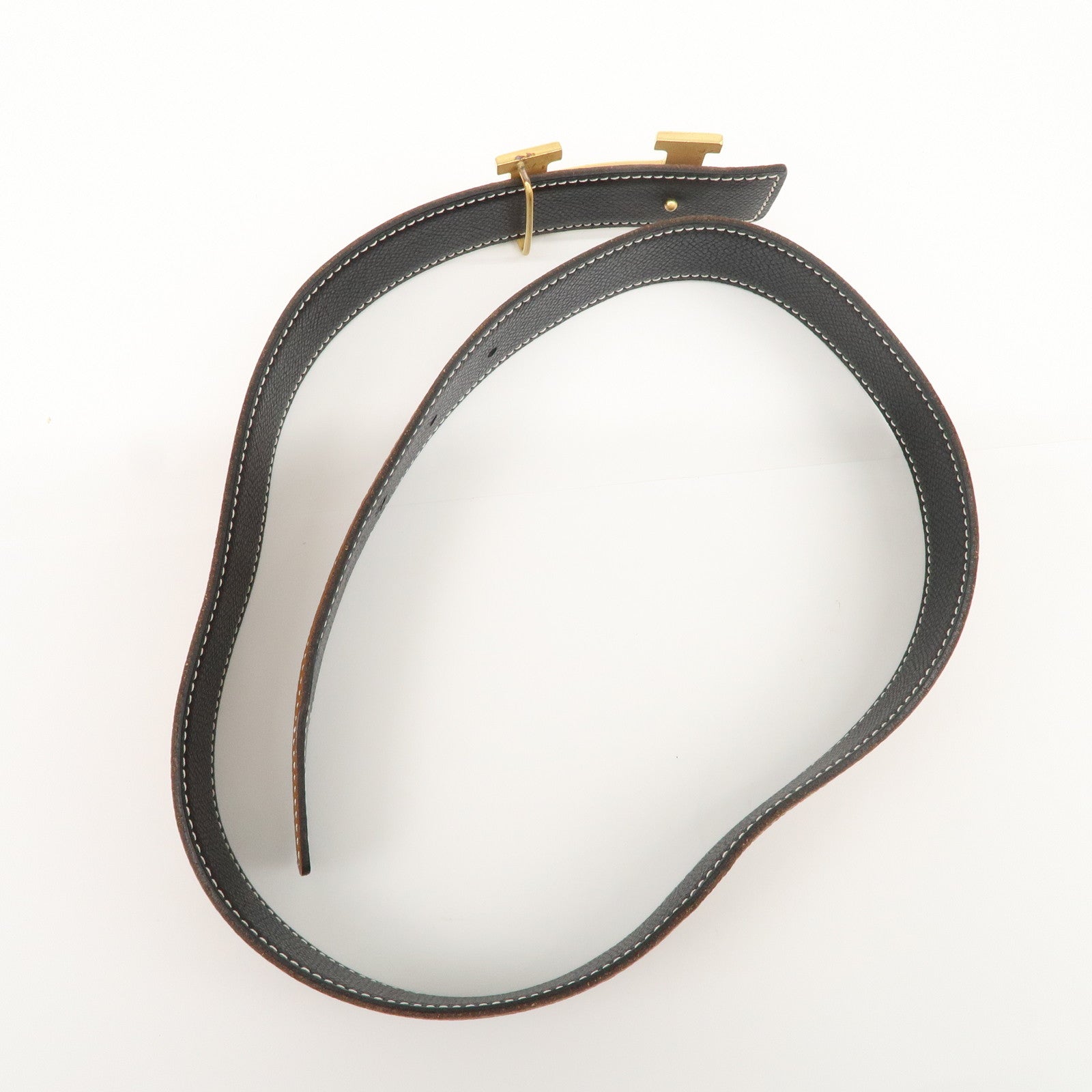 HERMES H Buckle Reversible Constance Leather Belt F Stamped