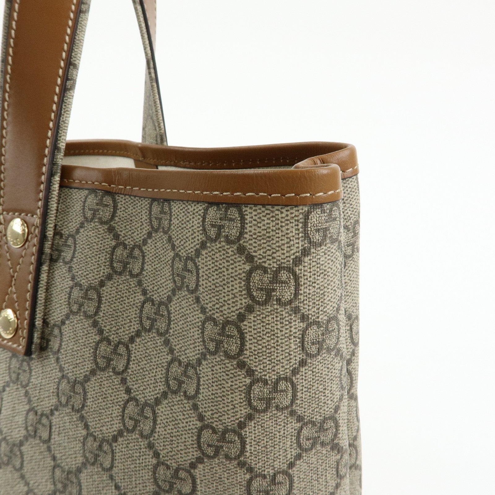 GUCCI Sherry GG Supreme Leather Tote Bag Beige Brown 211134
