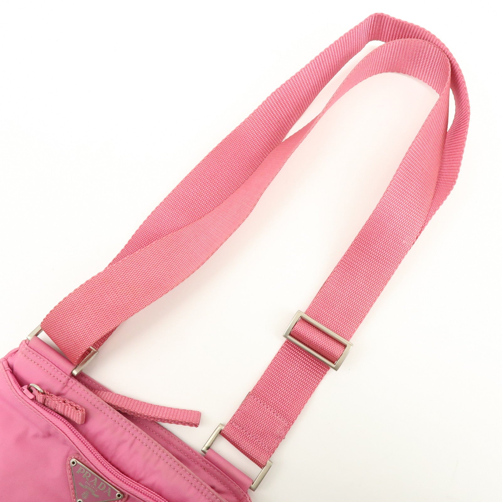 PRADA Triangle Logo Nylon Shoulder Bag Crossbody Bag Pink
