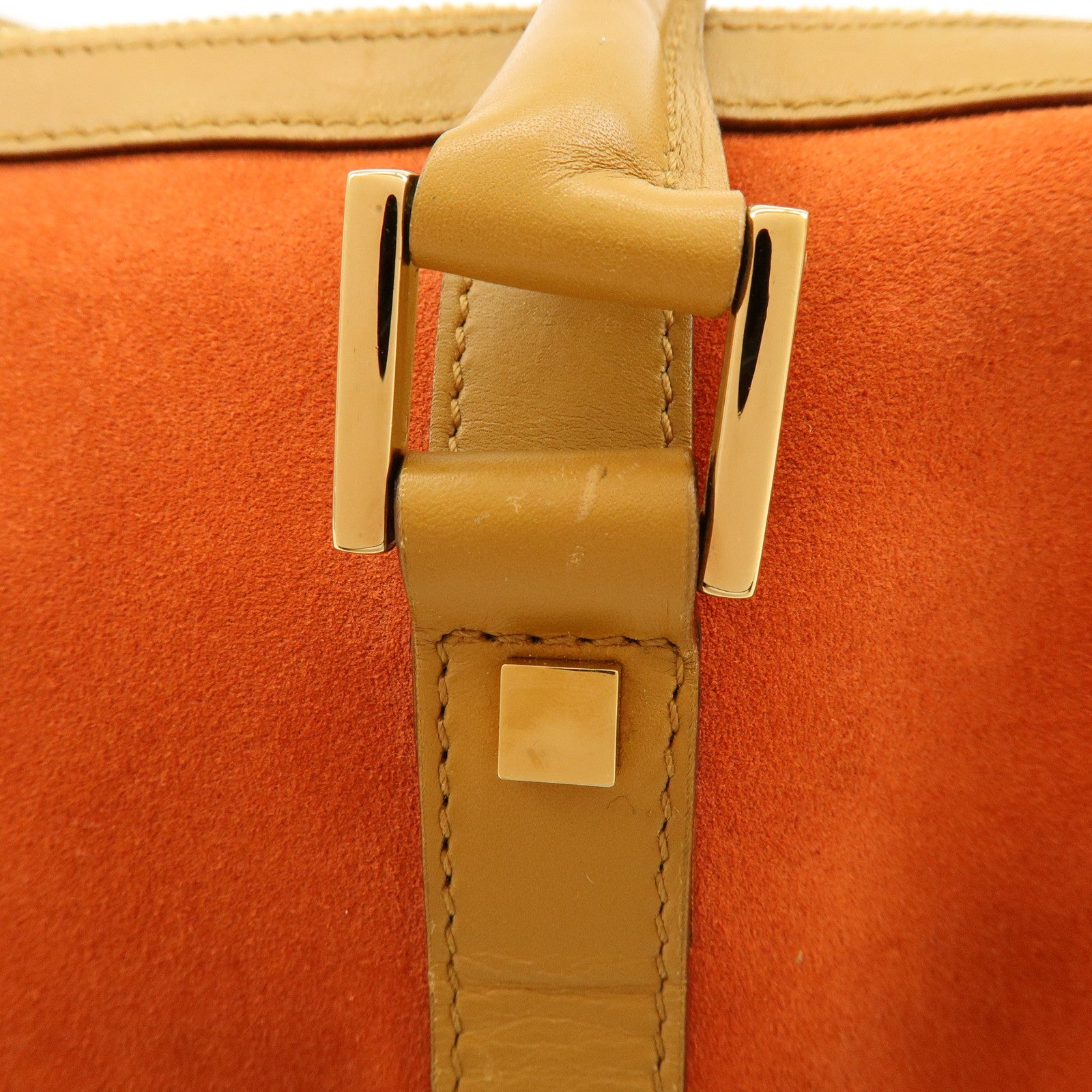 GUCCI Logo Suede Leather Hand Bag Orange Brown 000.0851