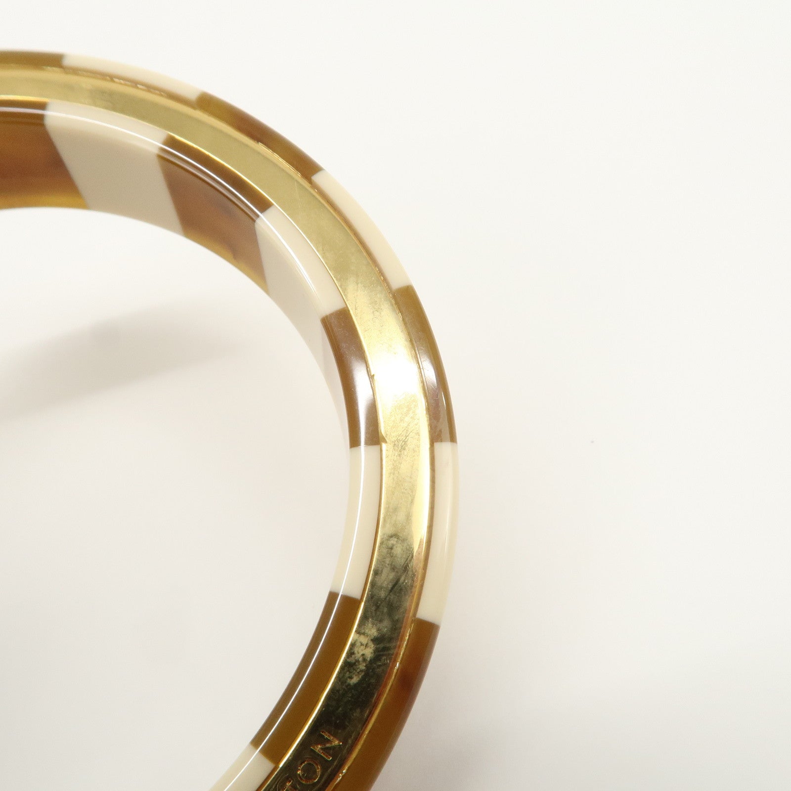 Louis Vuitton Plastic Bracelet Bangle Ivory Gold MP1418