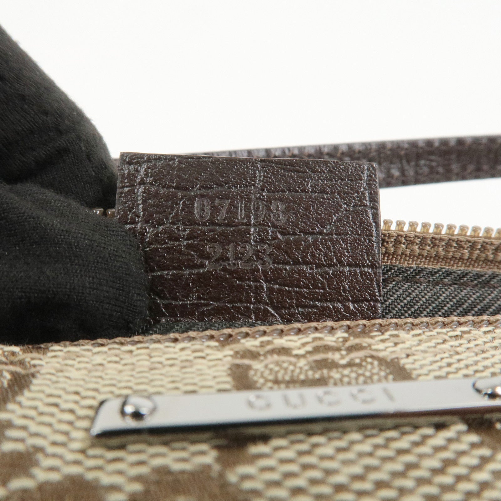 GUCCI Boat Bag GG Canvas Leather Hand Bag Brown 07198