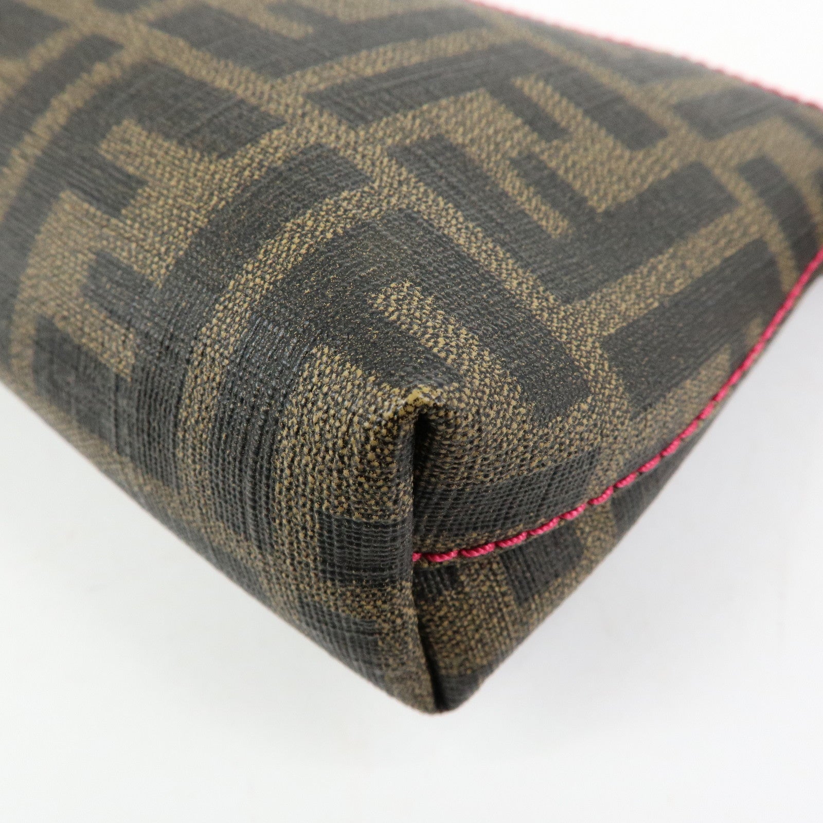 FENDI Zucca Print PVC Canvas Chain Accessory Pouch Brown 8BR592