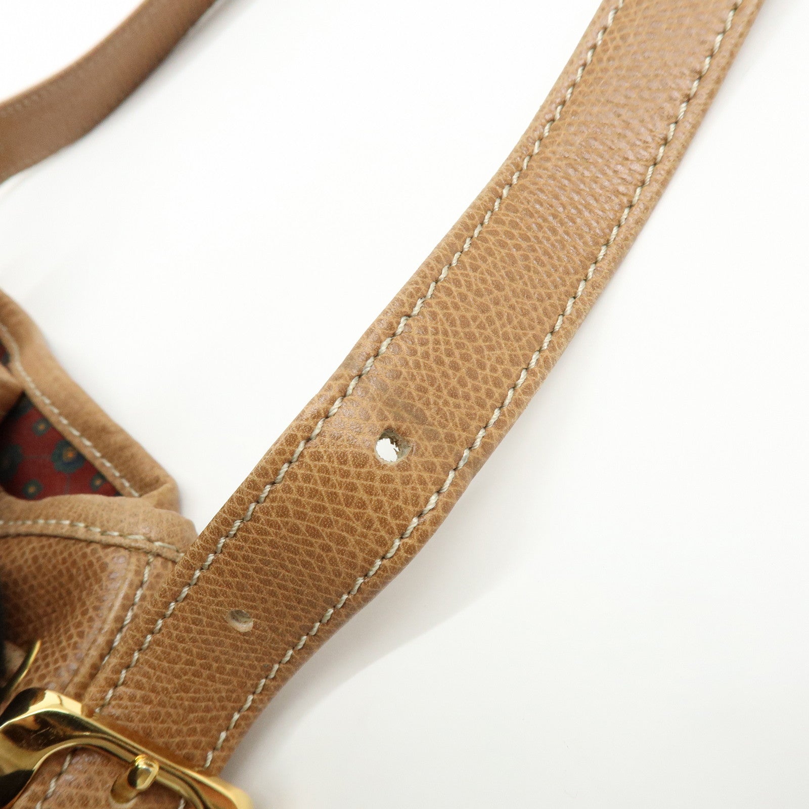 LOEWE Anagarm Leather Drawstring Shoulder Bag Brown