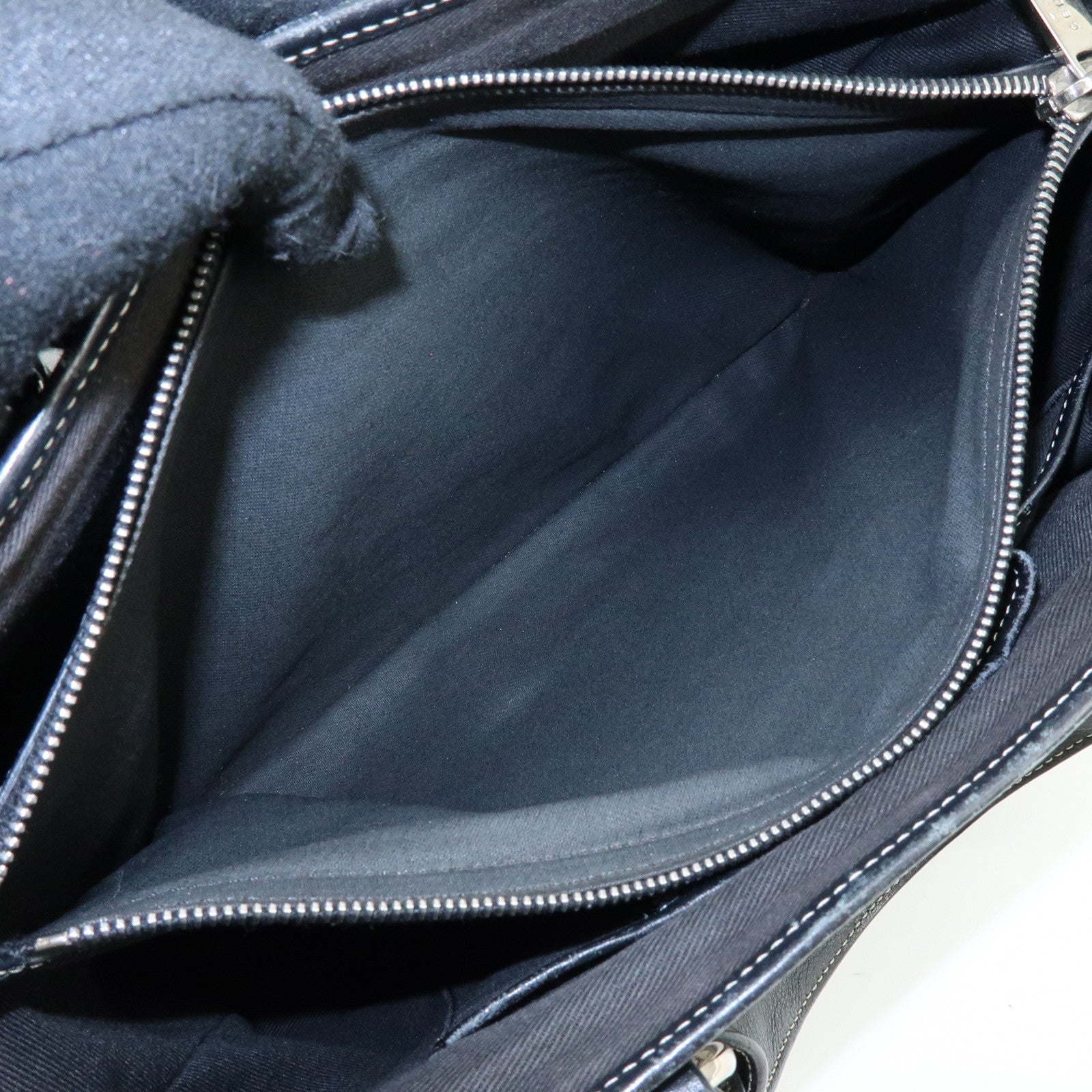 CELINE Macadam Canvas Leather Boogie Bag Hand Bag Navy