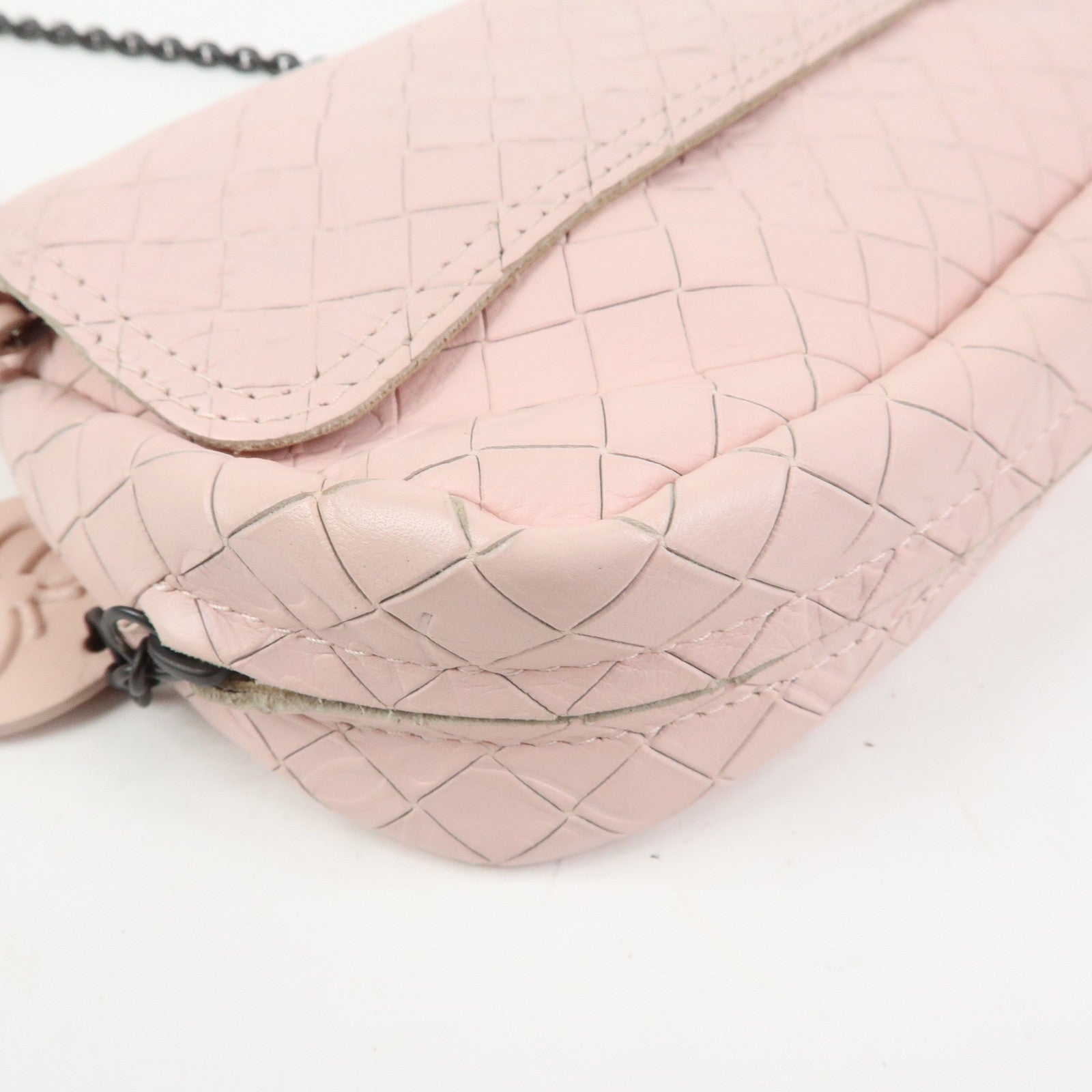 BOTTEGA VENETA Intreccio Mirage Chain Shoulder Bag Light Pink