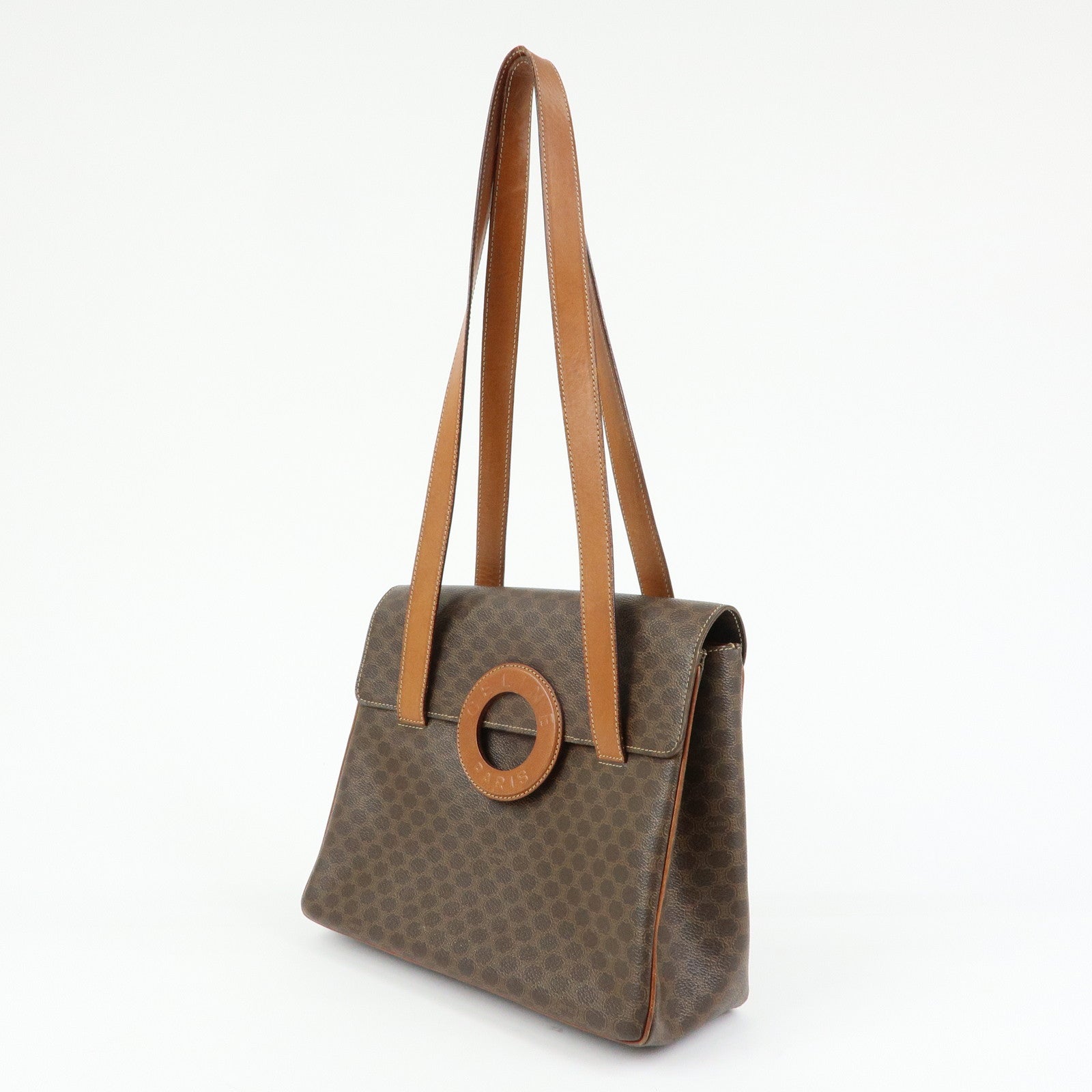 CELINE  Macadam PVC Leather Shoulder Bag Tote Bag Brown