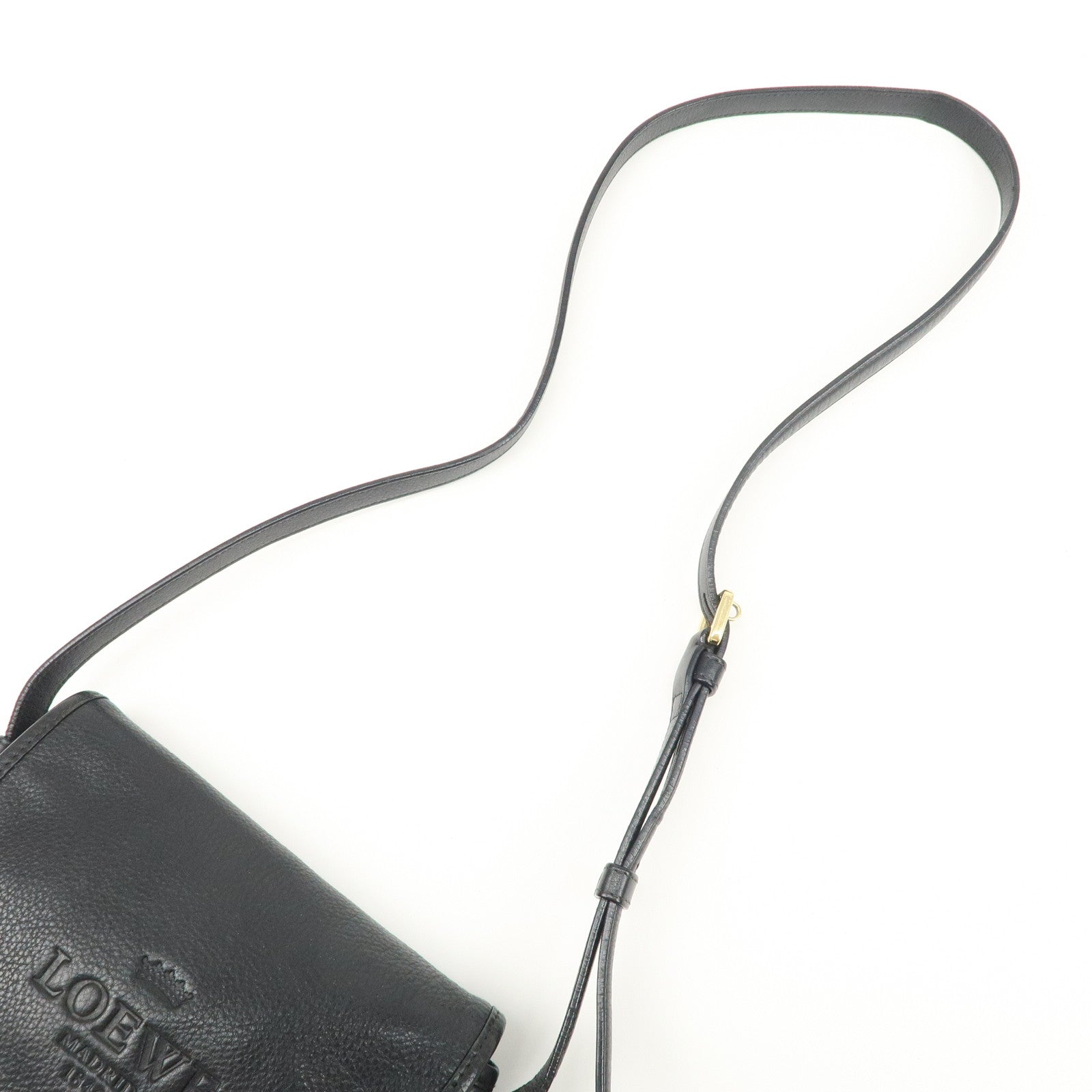 LOEWE Heritage Leather Shoulder Bag Crossbody Bag Black Used