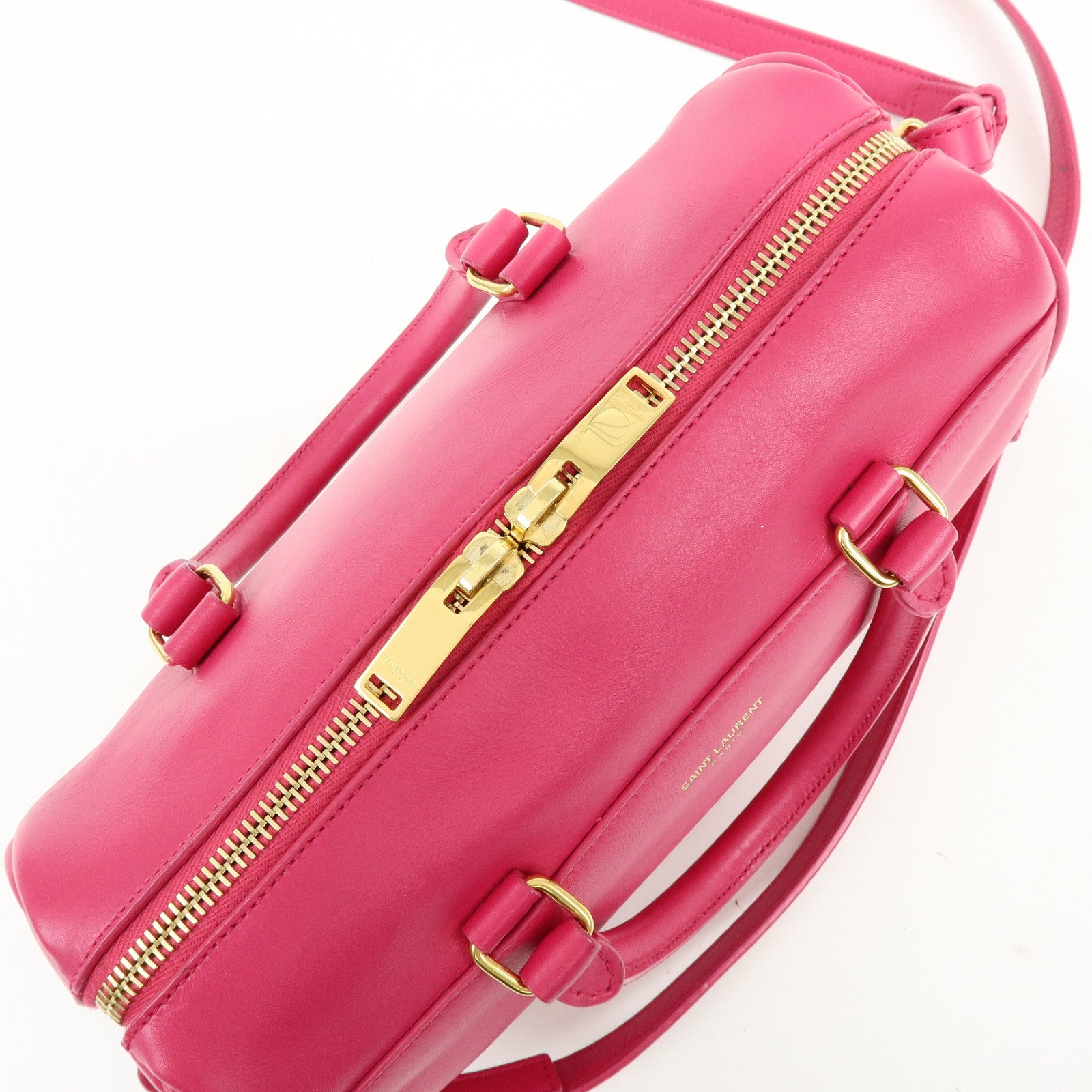 SAINT LAURENT PARIS BABY DUFFLE Leather 2WAY Bag Pink 330958