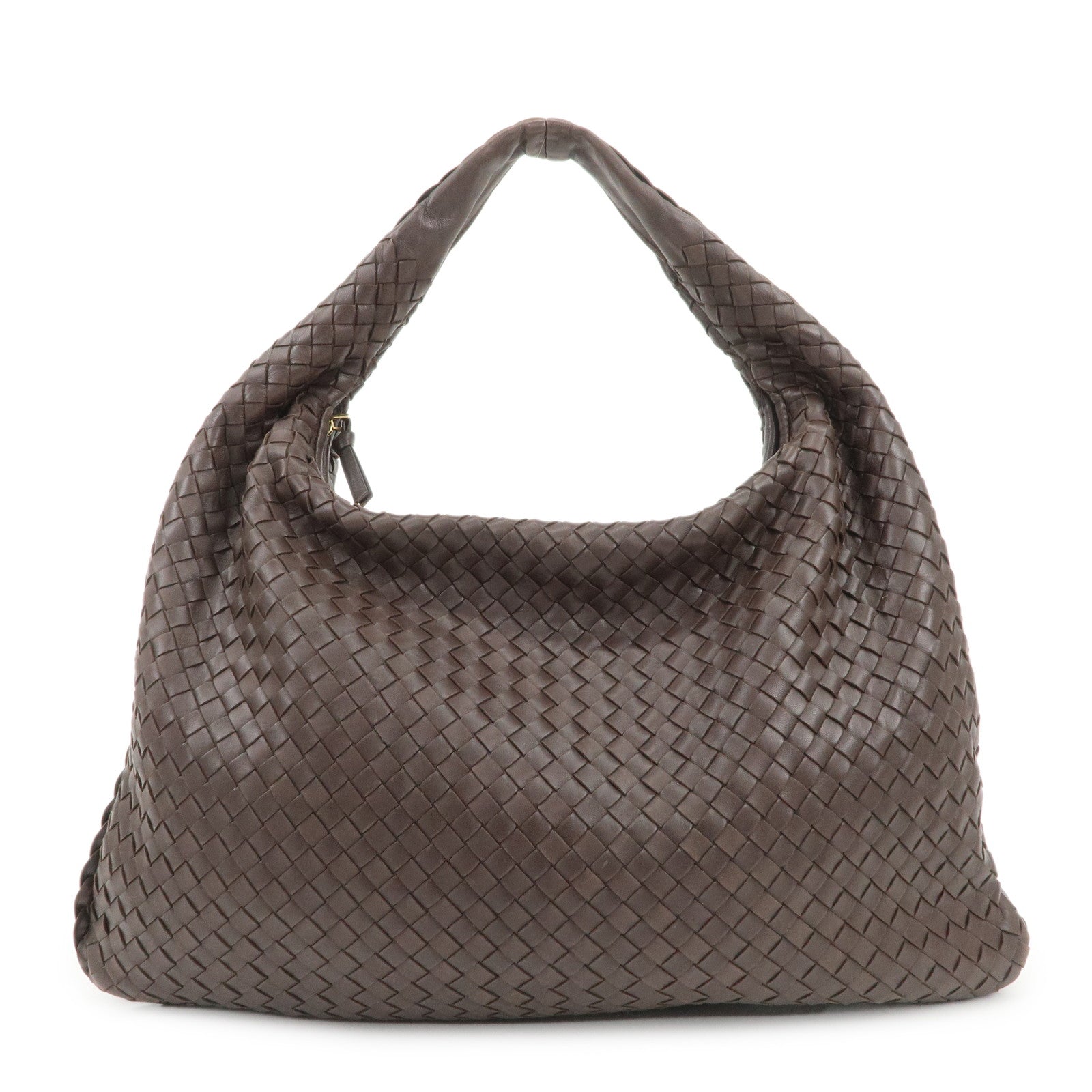 BOTTEGA VENETA Hobo Intrecciato Leather Shoulder Bag Hand Bag Brown