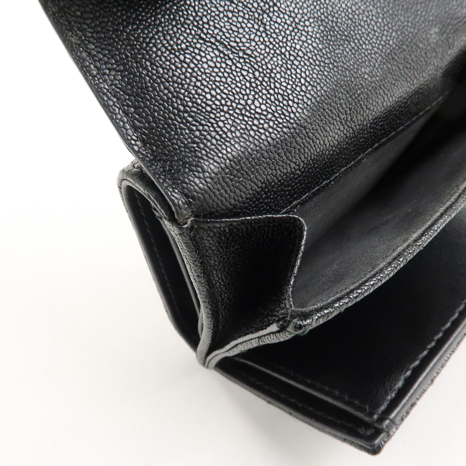 CHANEL Boy CHANEL Caviarskin Small Compact Wallet Black A84432