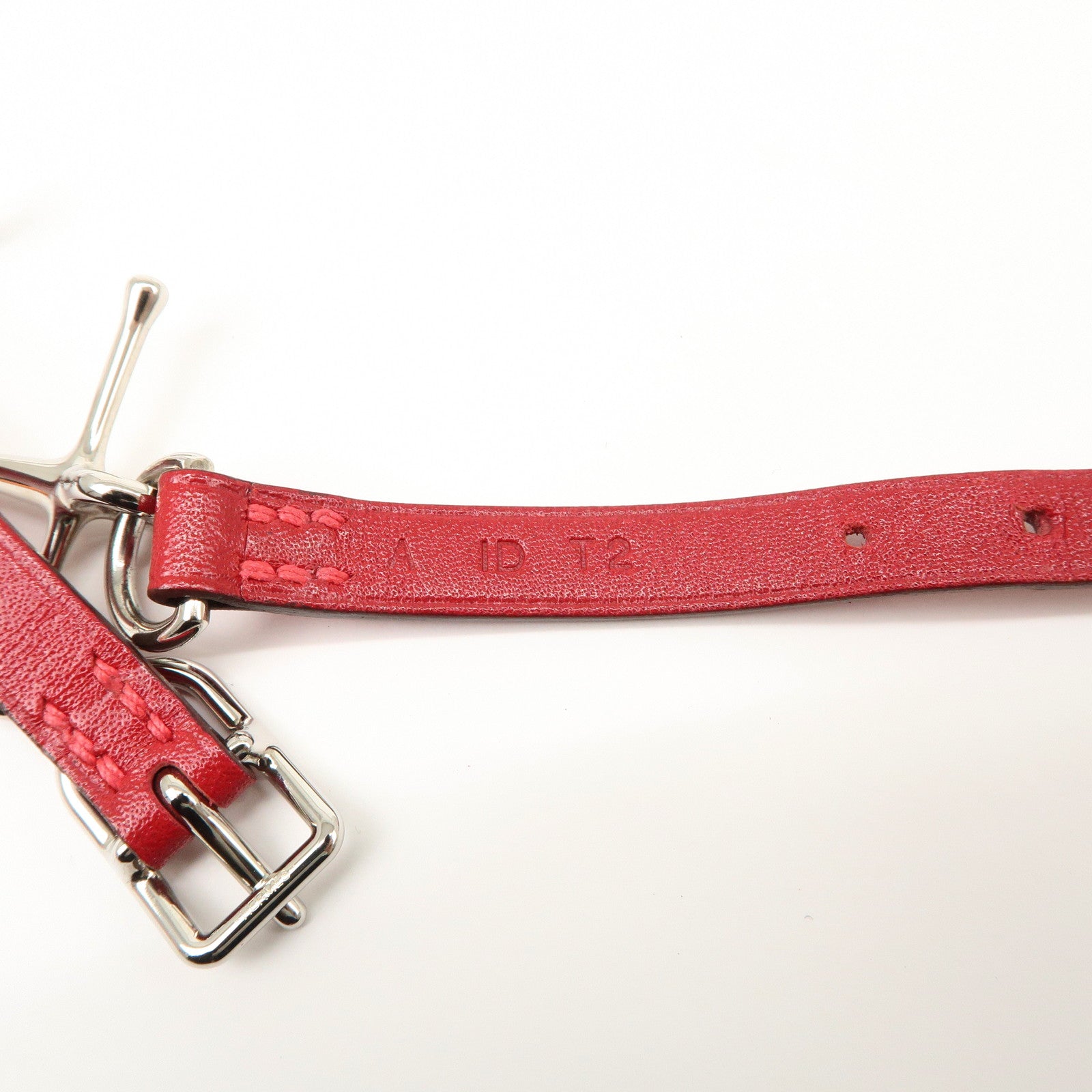 HERMERS MORS Leather Bracelet Red Silver Hardware