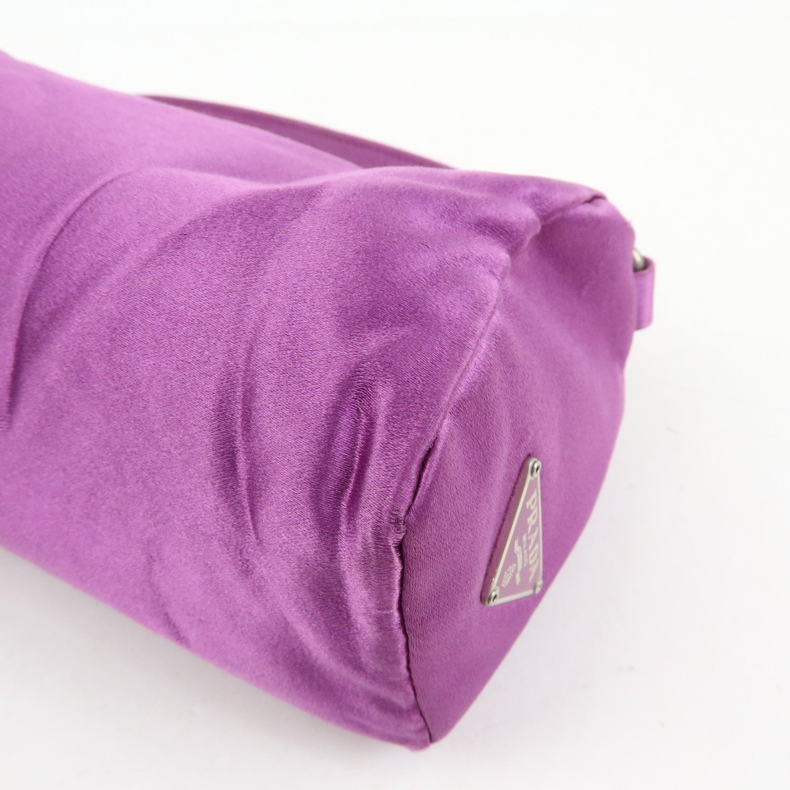 PRADA Triangle Logo Satin Mini Hand Bag Pochette Pouch Purple