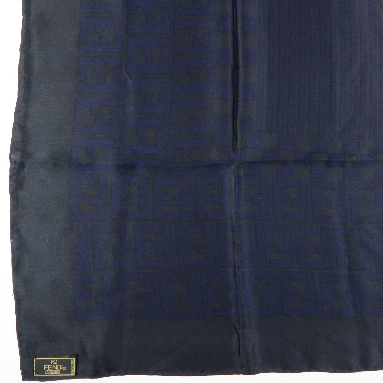 FENDI Zucca Silk 100% Scarf Navy Black